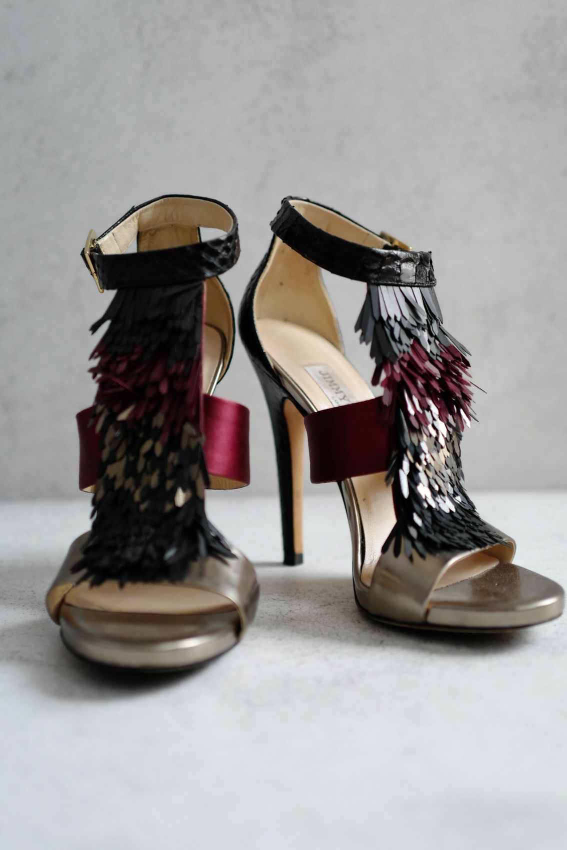 Preloved Jimmy Choo Heels Fedora Razor Sequins size 36.5