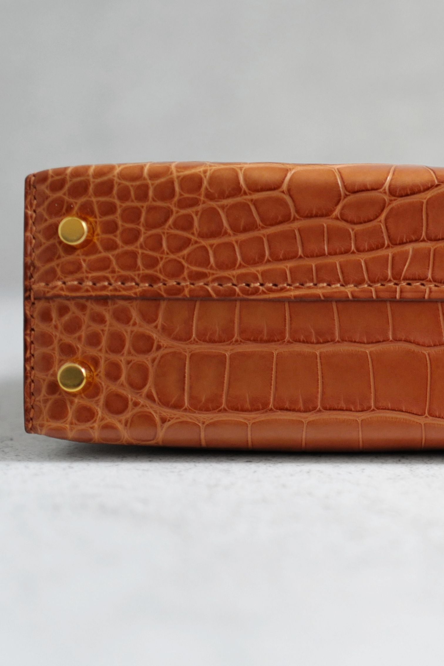 Hermès Mini Kelly Gold Sellier Alligator Mississippiens GHW G Stamp