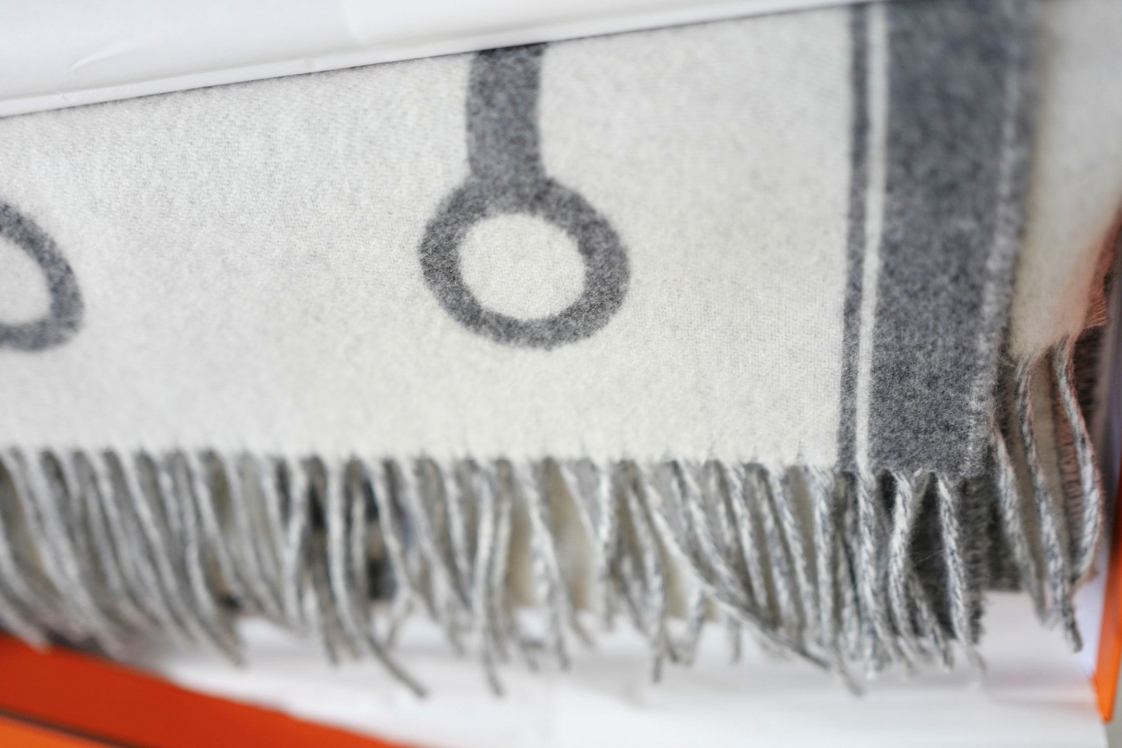 Hermès Casaque Mors Cashmere Scarf in Ivoire Gris Flanelle