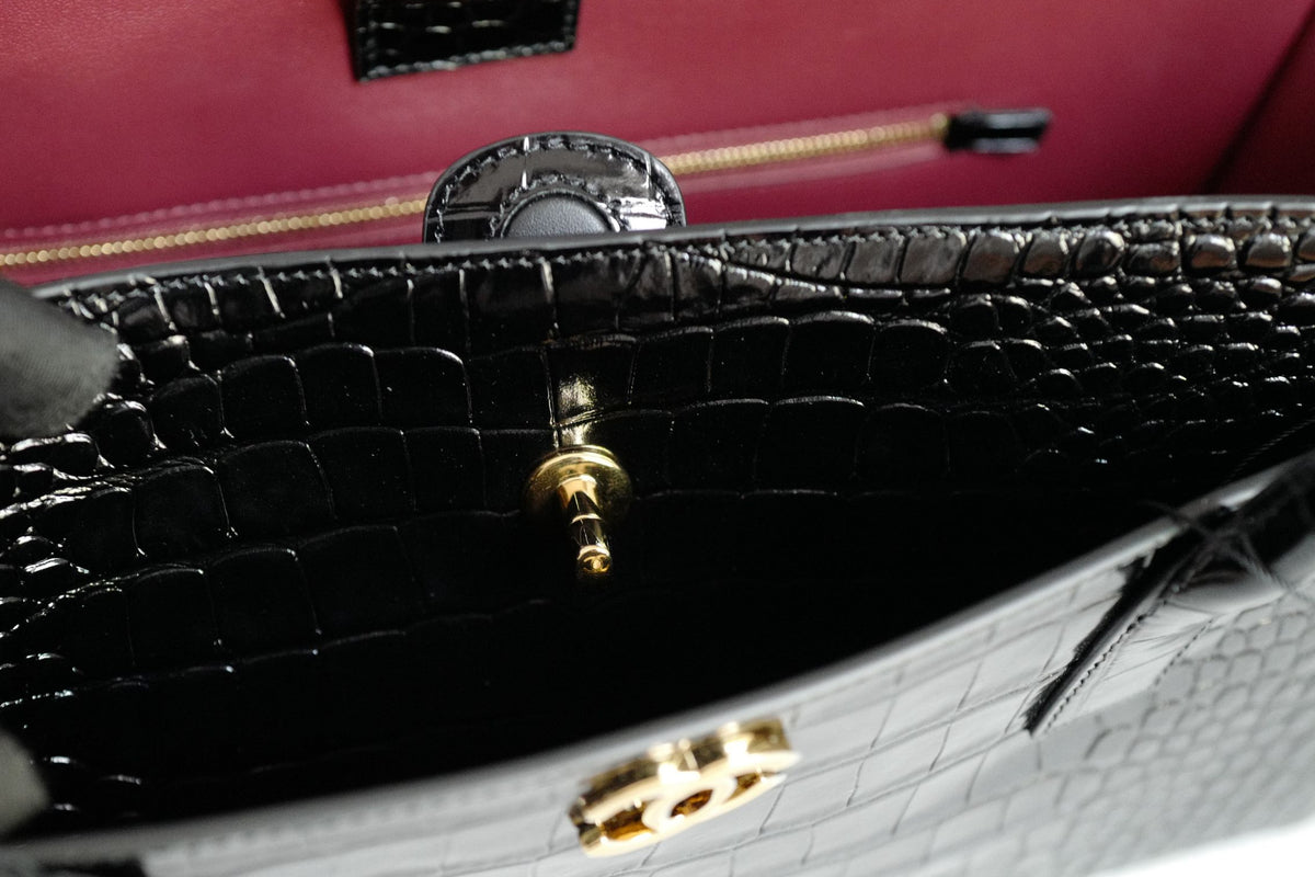Chanel 26k Matthieu Blazy's Small Tote Black Crocodile Embossed Calfskin GHW