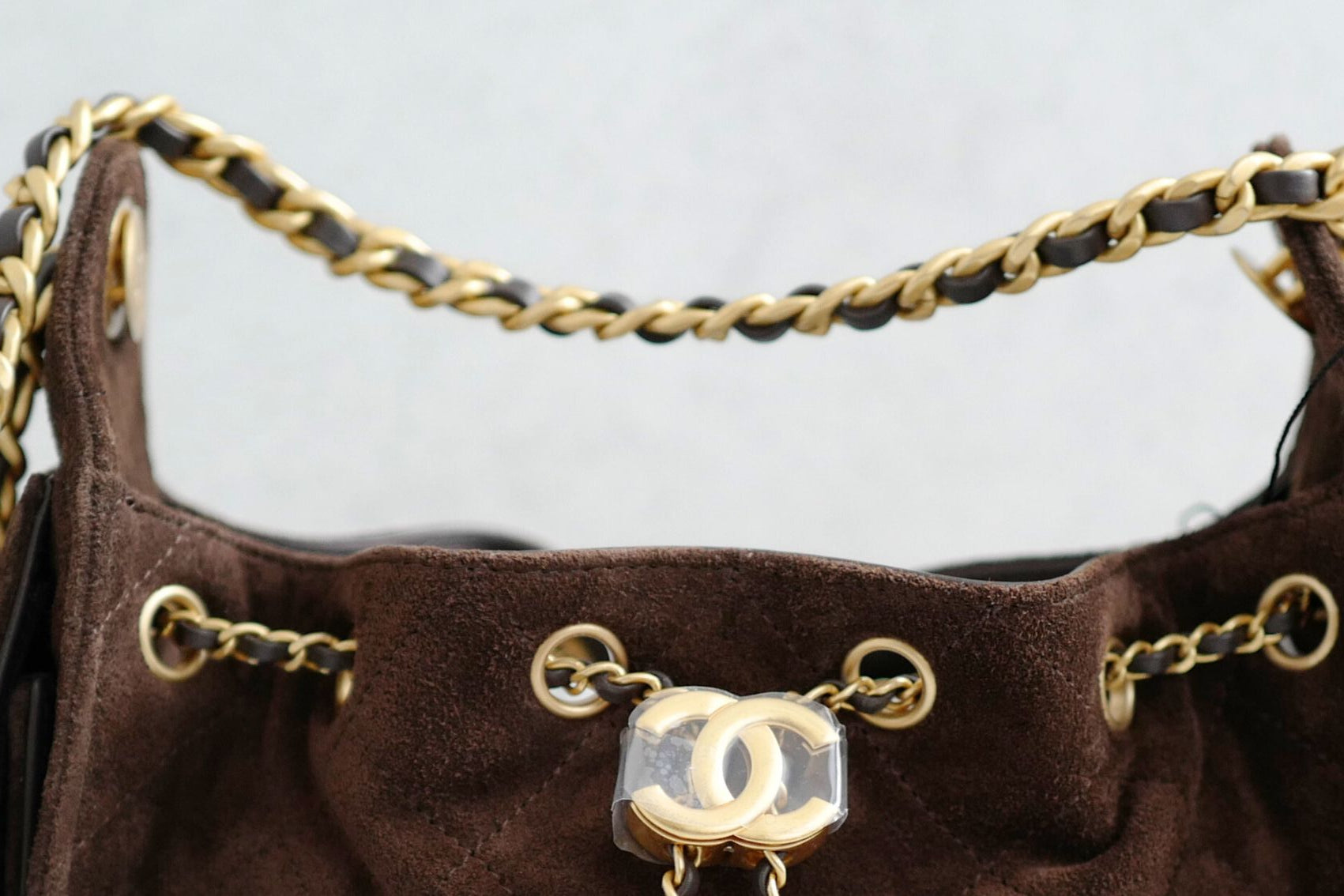 NEW Chanel 26C Mini Hobo Dark Brown Suede Gold Hardware