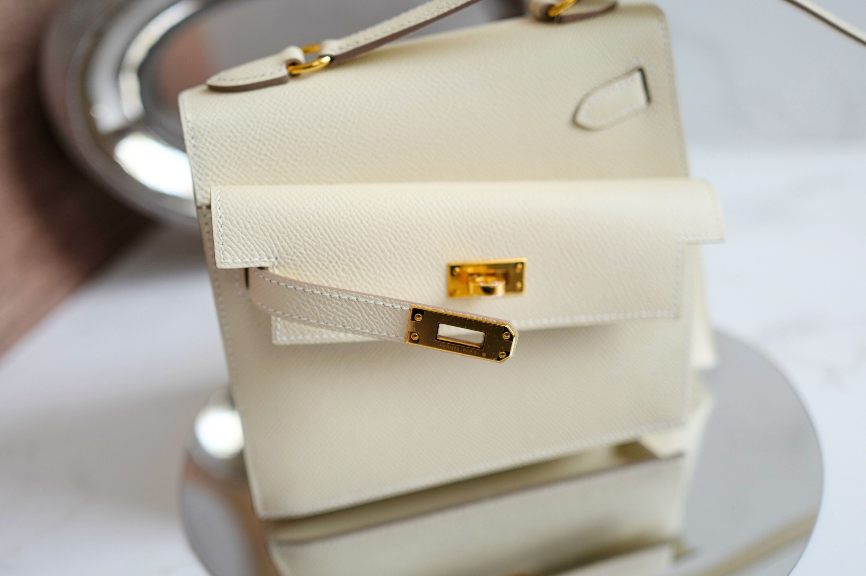 BNIB Hermes Kelly En Desordre Craie Epsom Gold HW Limited Edition