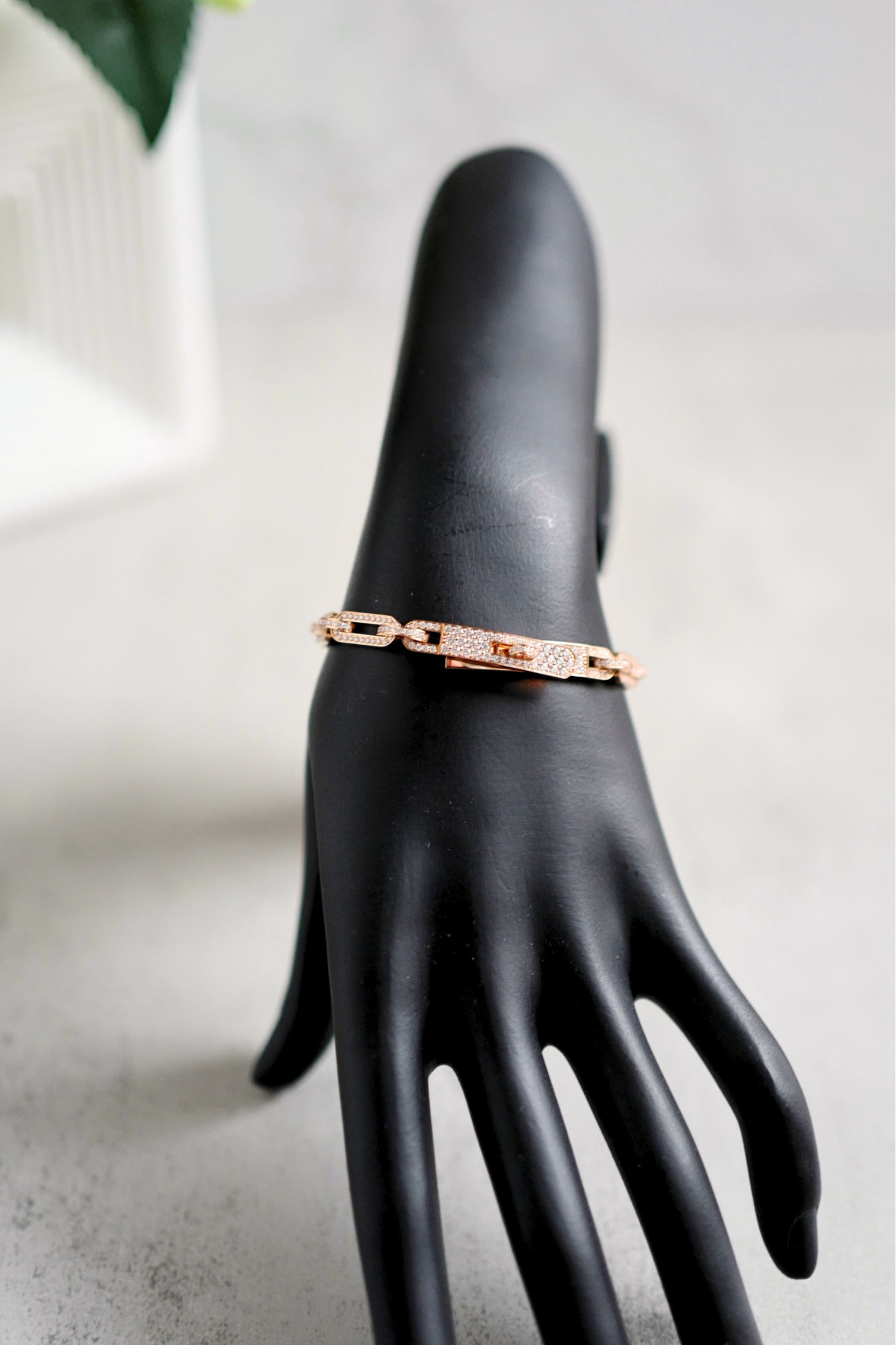 BNIB Hermès Kelly Chaine Bracelet Full Diamond 18K Rose Gold Small SH