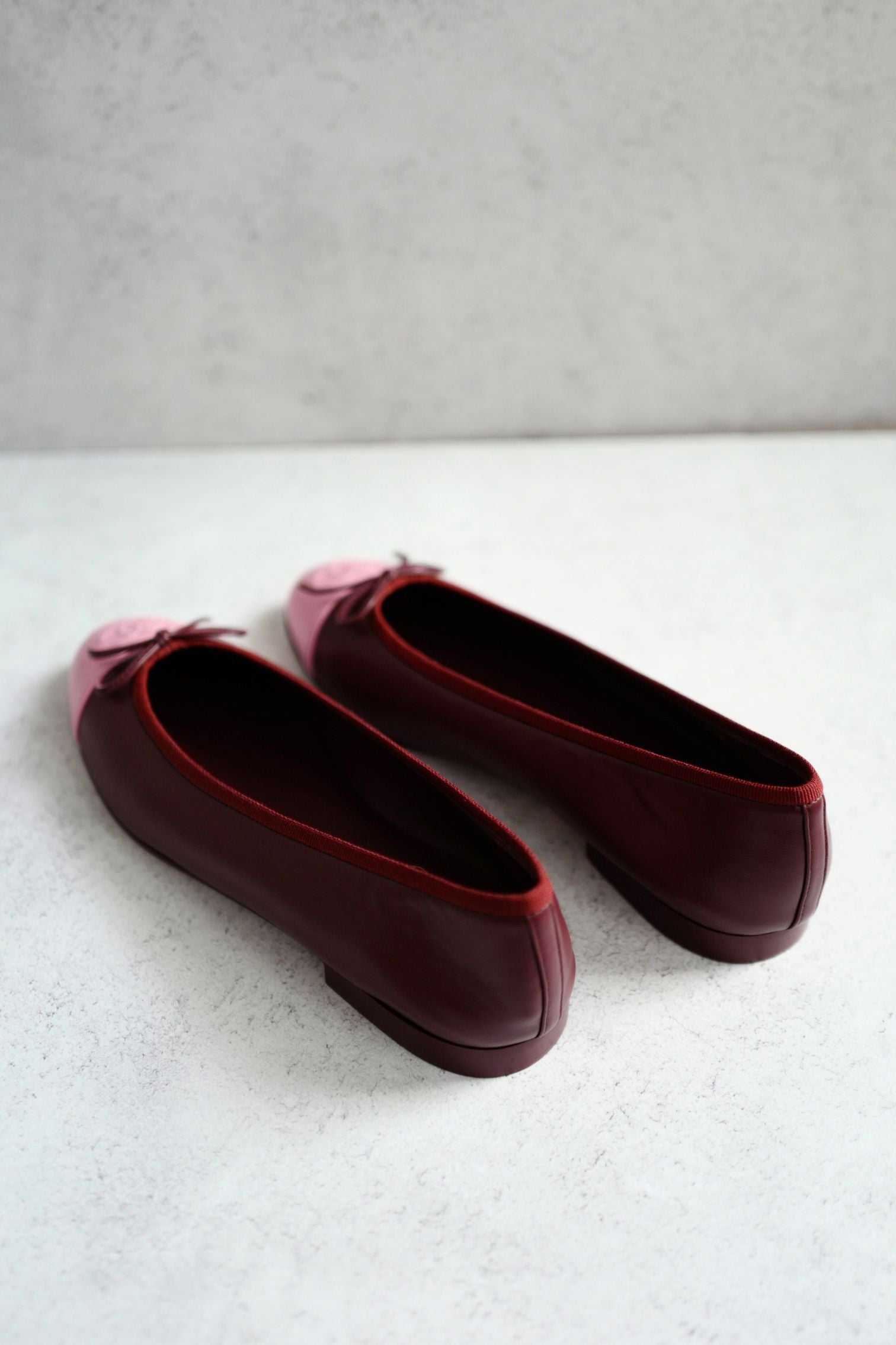 Chanel 26S Matthieu Blazy's Ballet Flats Burgundy Pink Lambskin Size 38C