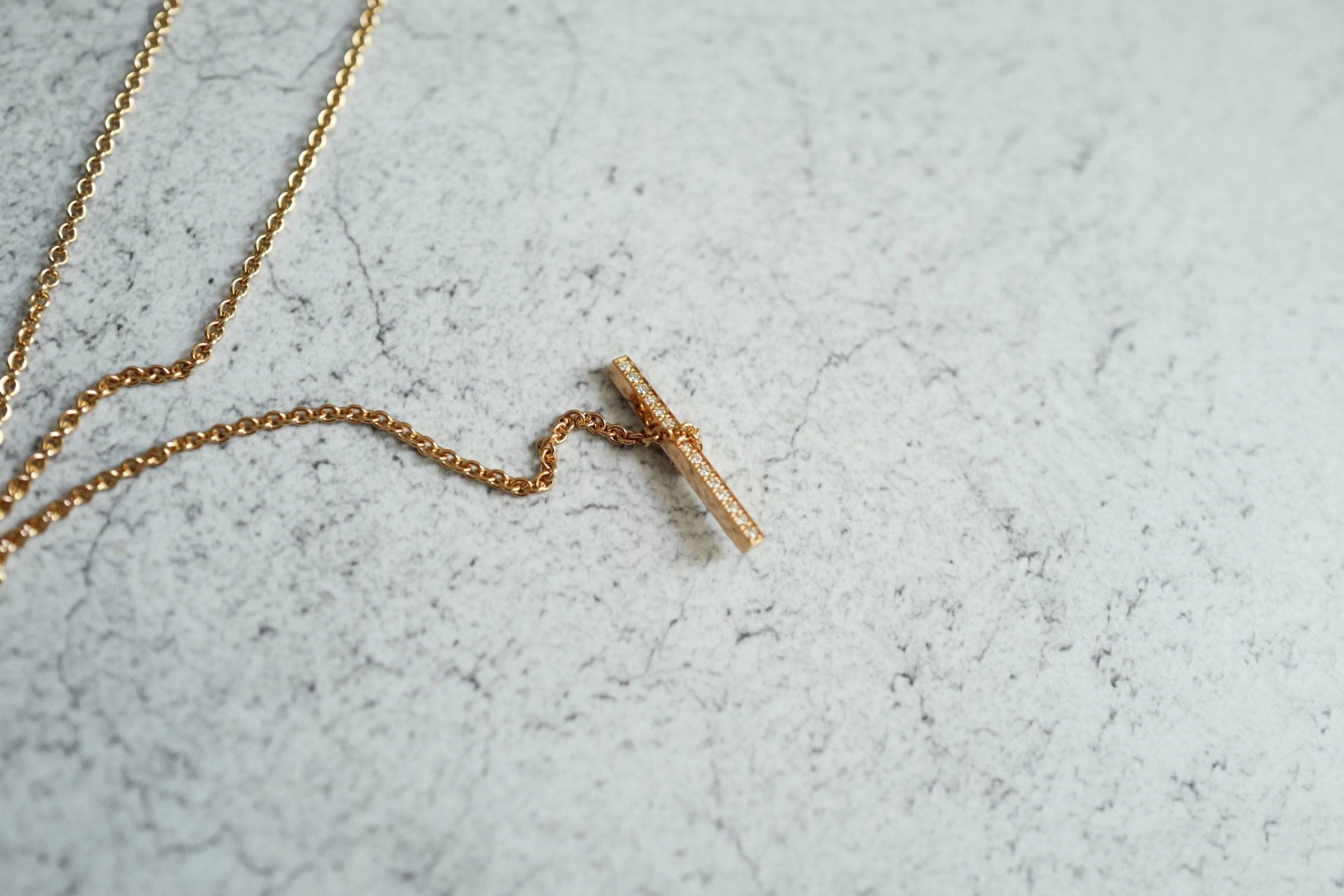 NEW Hermes Ever Chaine d'ancre Lariat Necklace Rose Gold 54 Diamonds