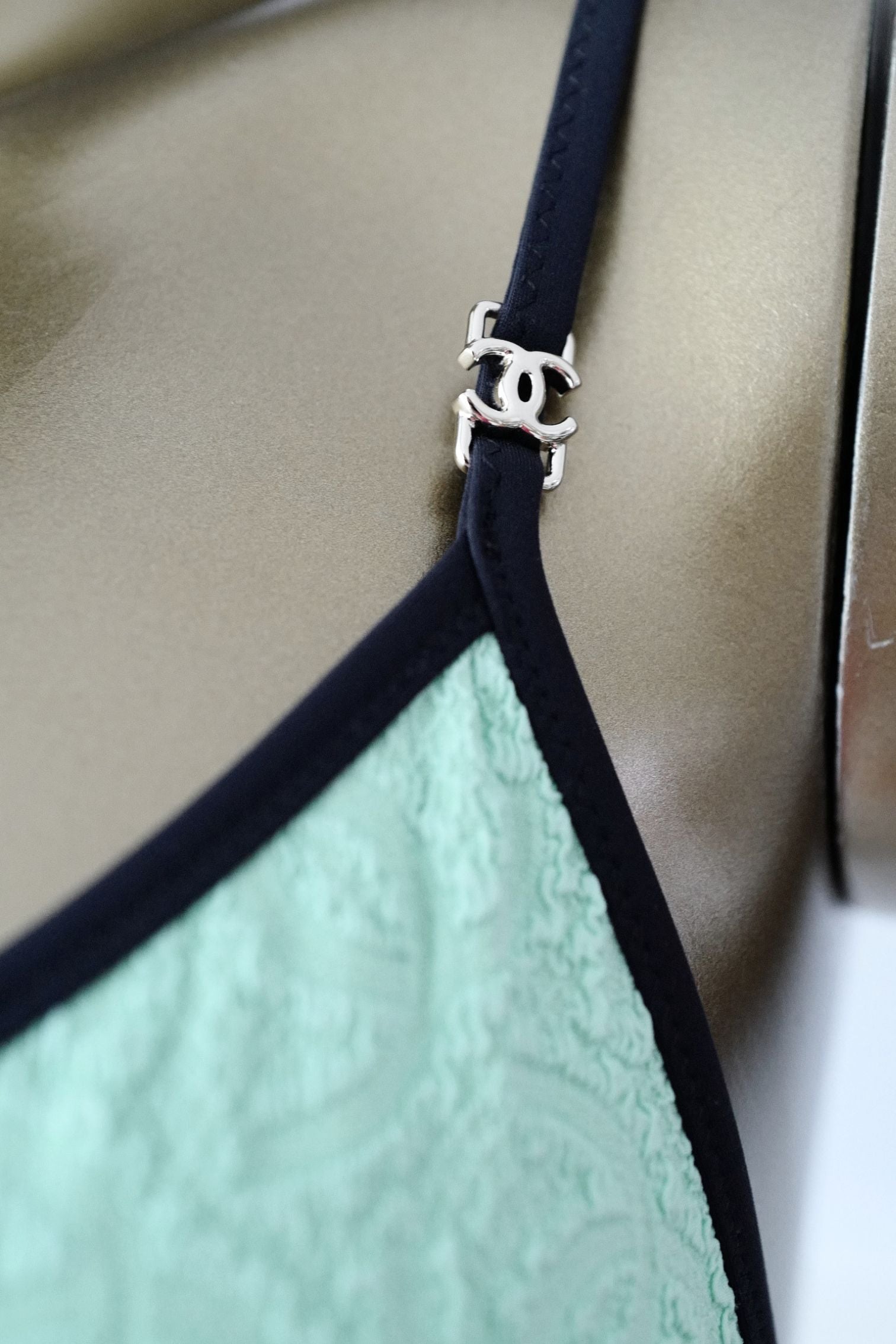 Chanel 26M Coco Beach Swimsuit Vert Stretch Jersey Size 36