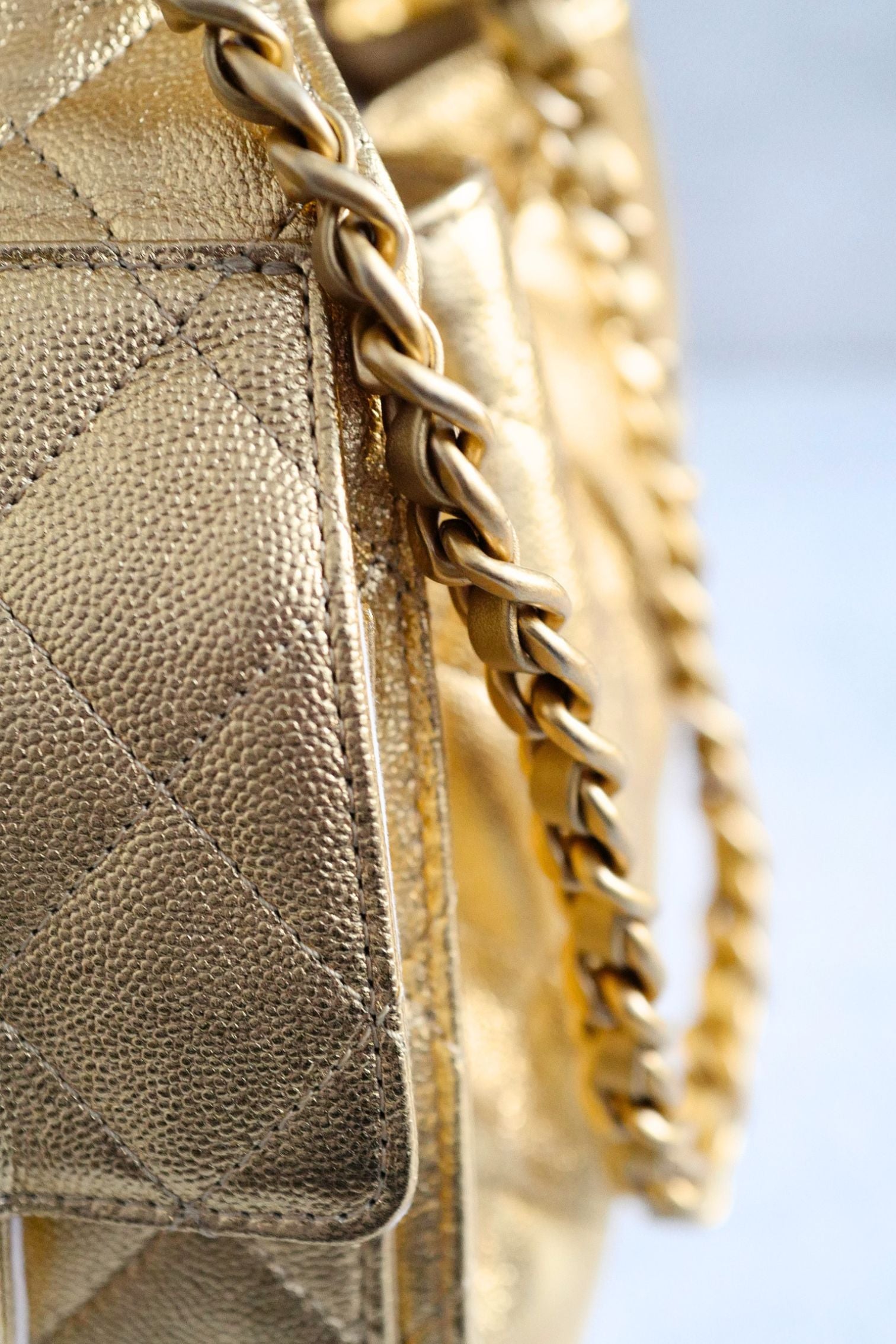 Chanel 26C Small Hobo Gold Metallic Grained Calfskin Gold Hardware