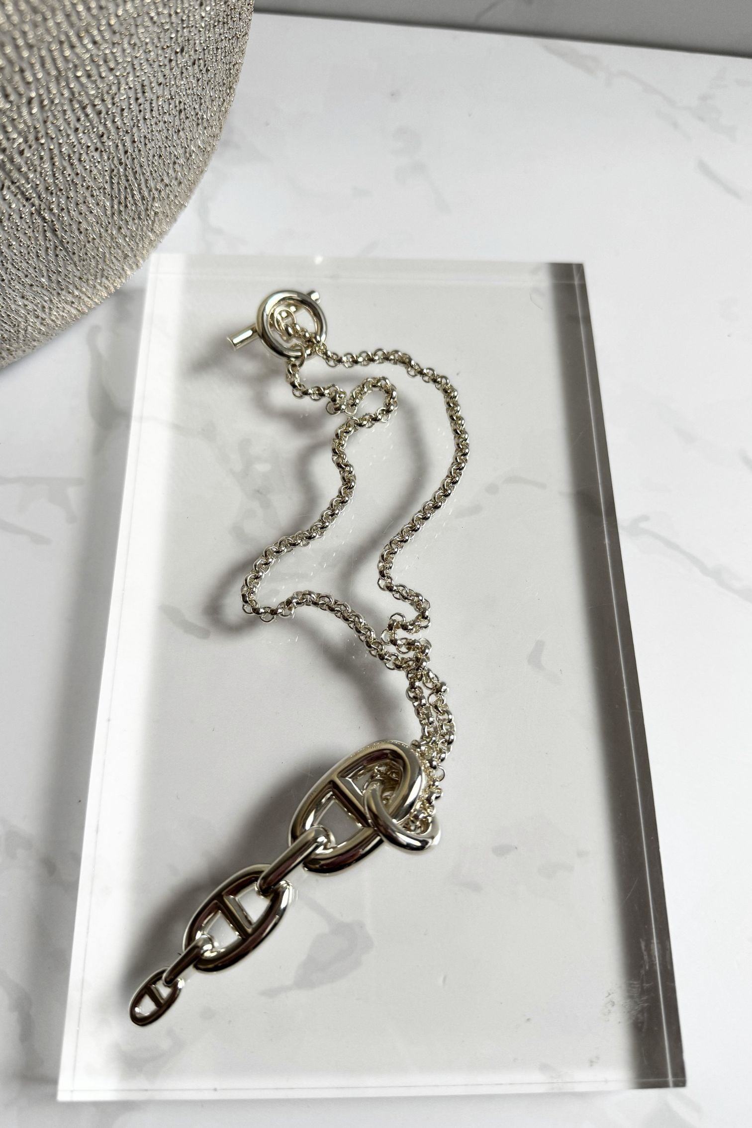 Hermes Chaine d'ancre  Necklace Silver Enchainee pendant