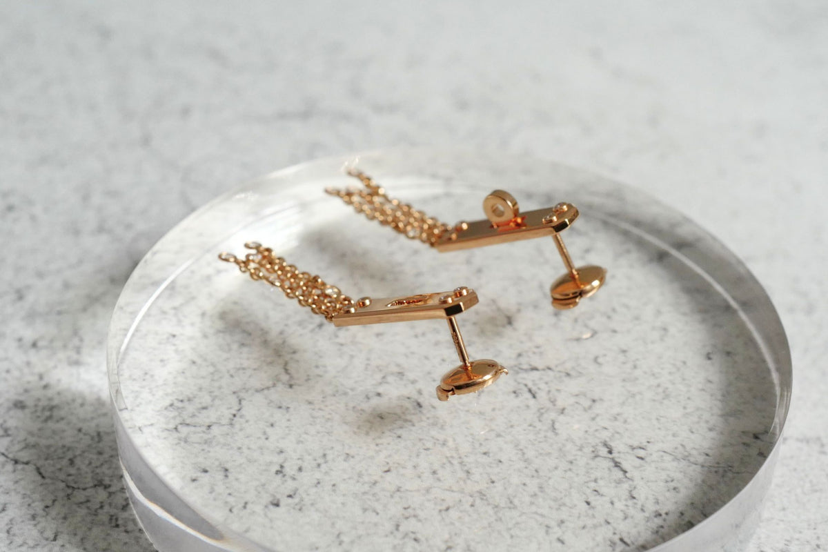 Hermès Kelly Gavroche Earrings Small Model 18K Rose Gold 18 Diamonds