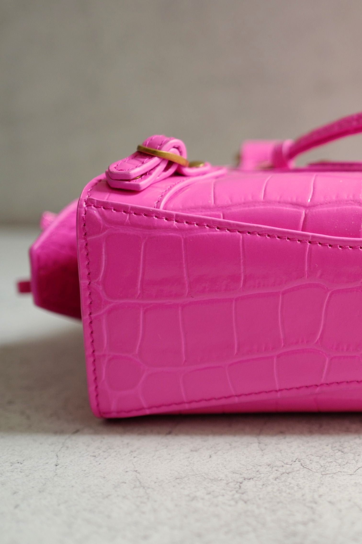 Balenciaga Neo Classic Nano Size In Bright Pink Croco Leather