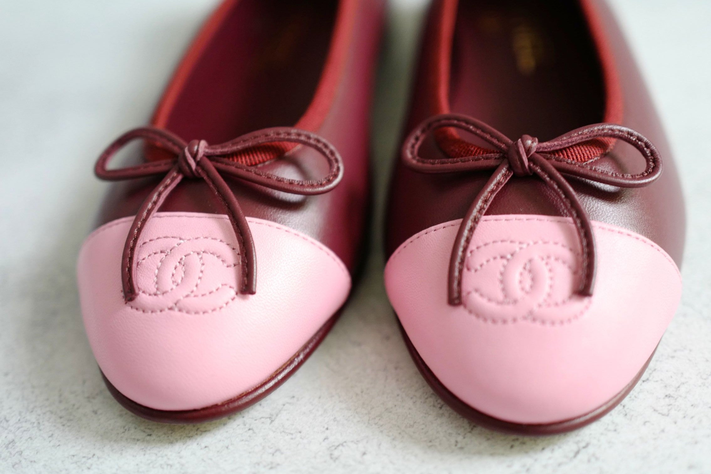 Chanel 26S Matthieu Blazy's Ballet Flats Burgundy Pink Lambskin Size 36C