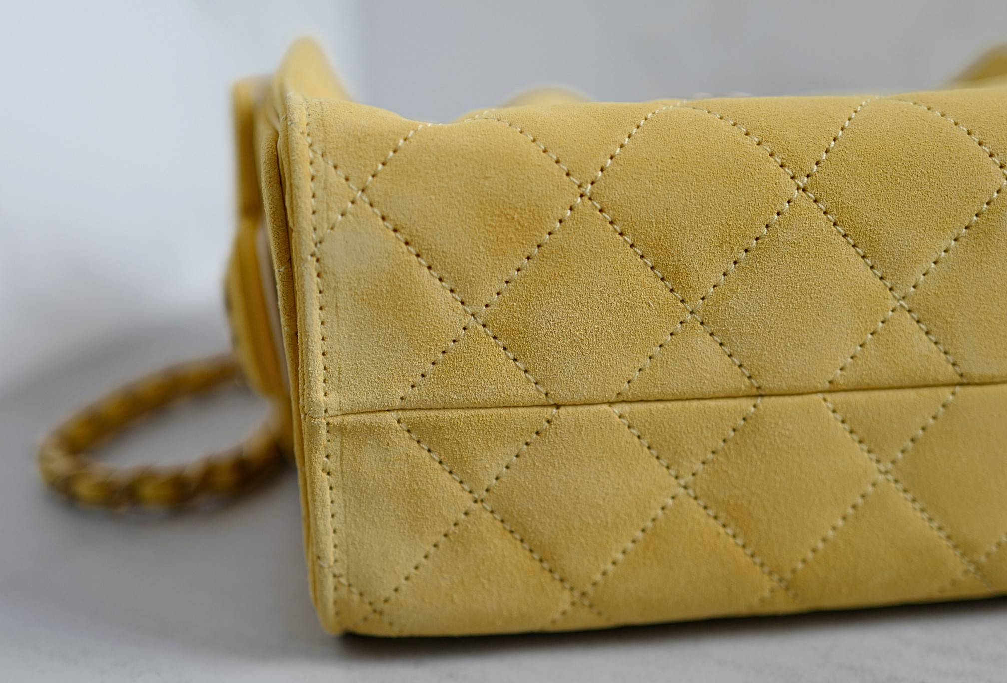NEW Chanel 26C Mini Hobo Shoulder Bag in Yellow Suede with Gold Hardware