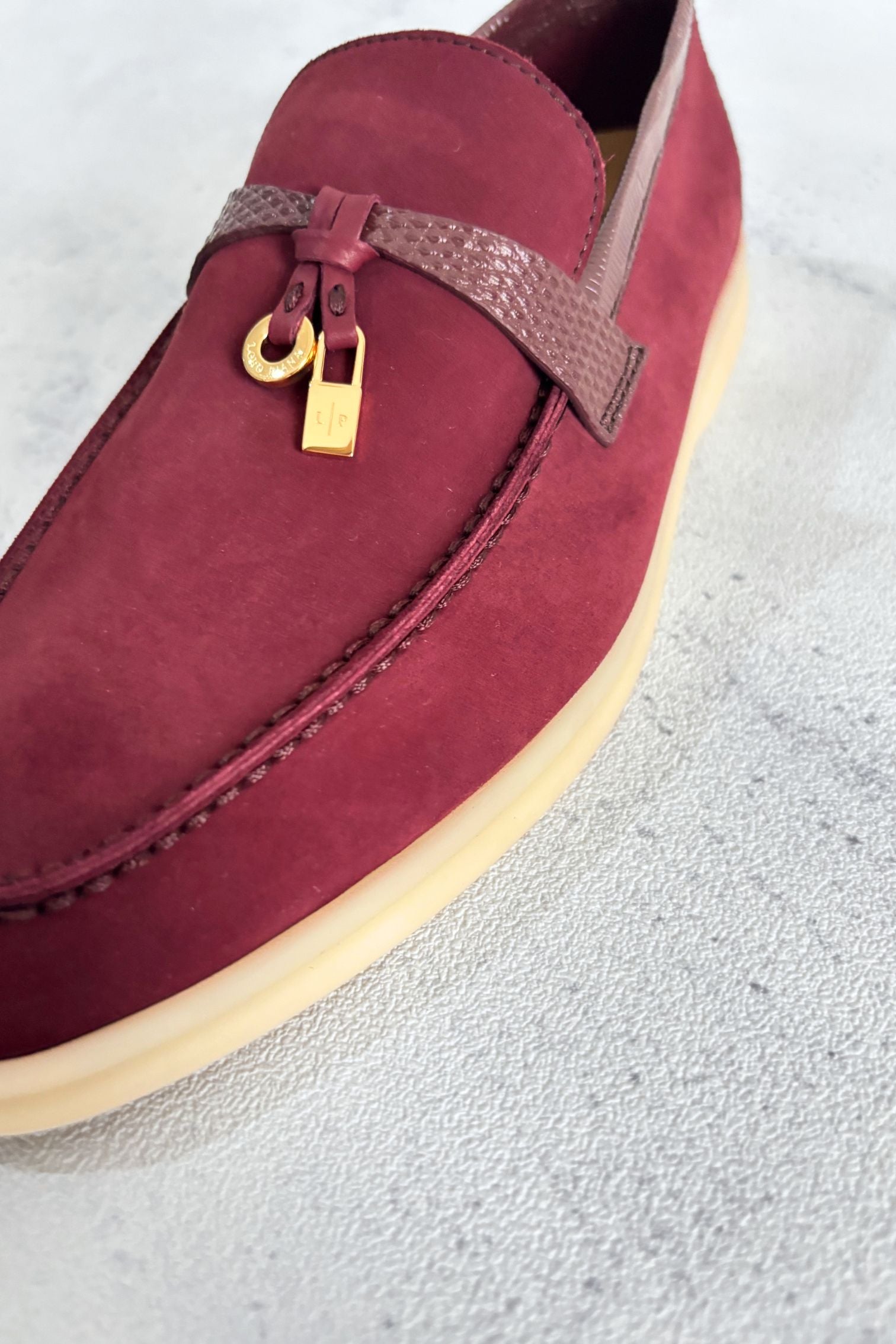 Loro Piana Summer Charms Walk Loafers Azuki Beans Lizard/Suede 37 Limited Ed