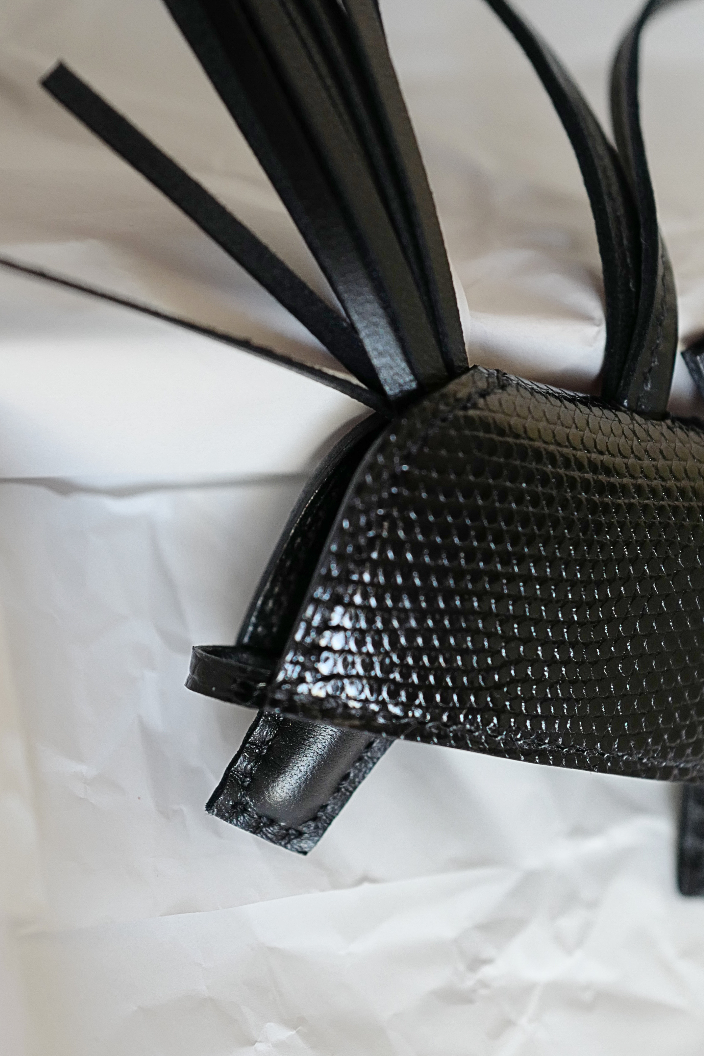 Hermès Rodeo PM Rock Charm Robeo Noir Lizard & Milo Lambskin with Palladium Studs