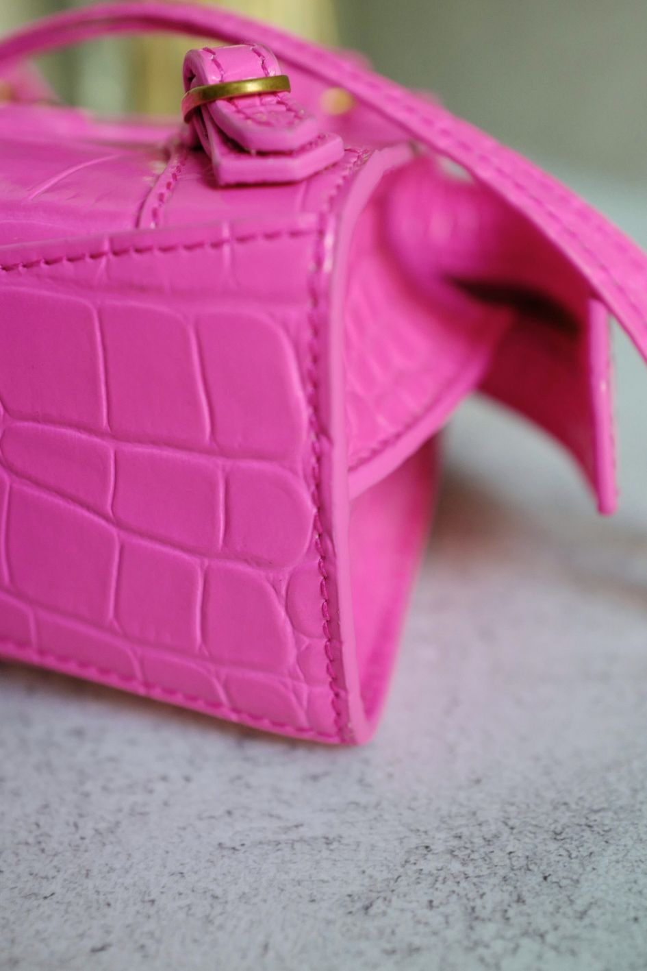 Balenciaga Neo Classic Nano Size In Bright Pink Croco Leather