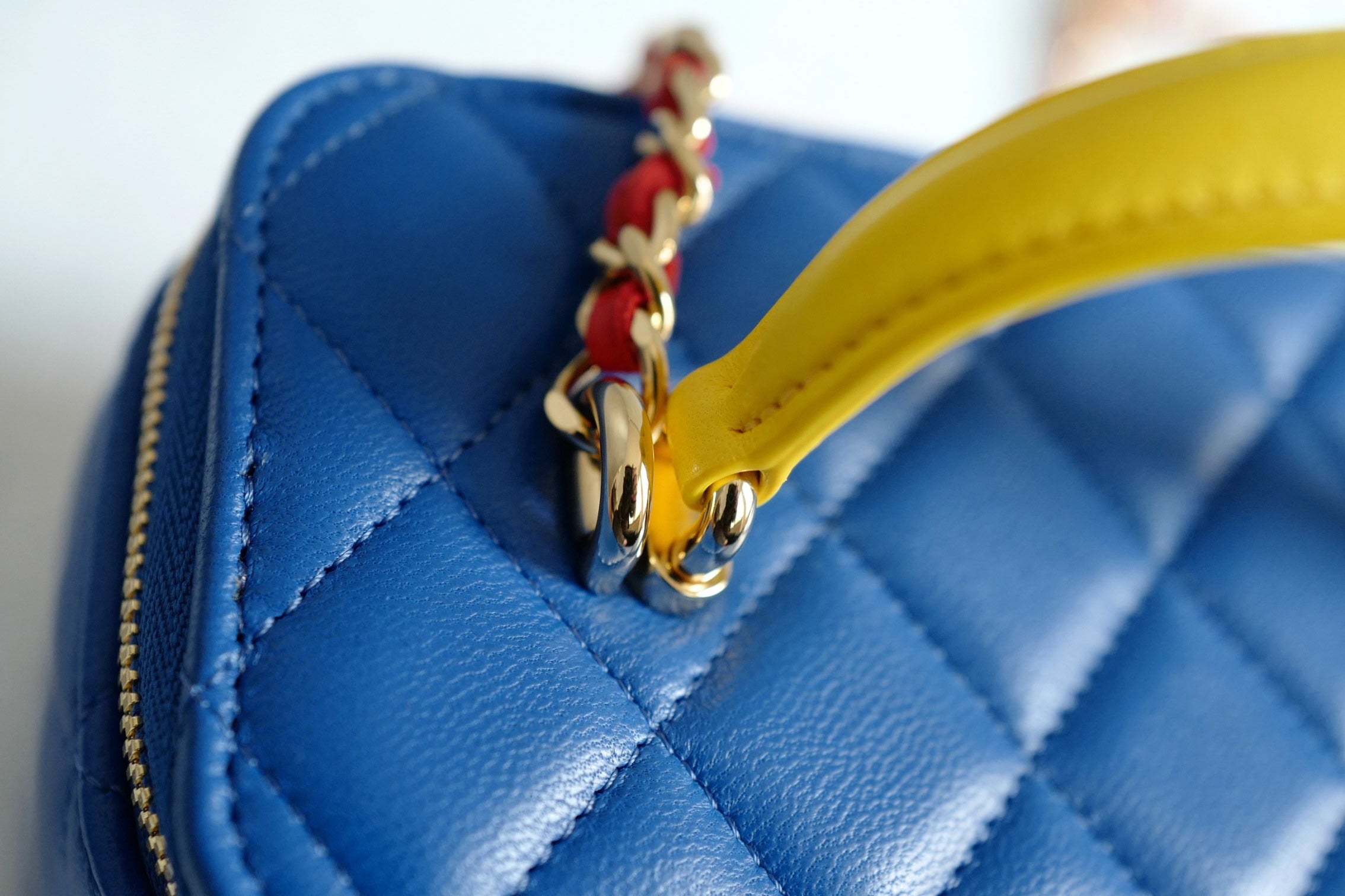 Chanel 26A Long Vanity Superman With Chain Lambskin Blue/Yellow/Red Gold HW