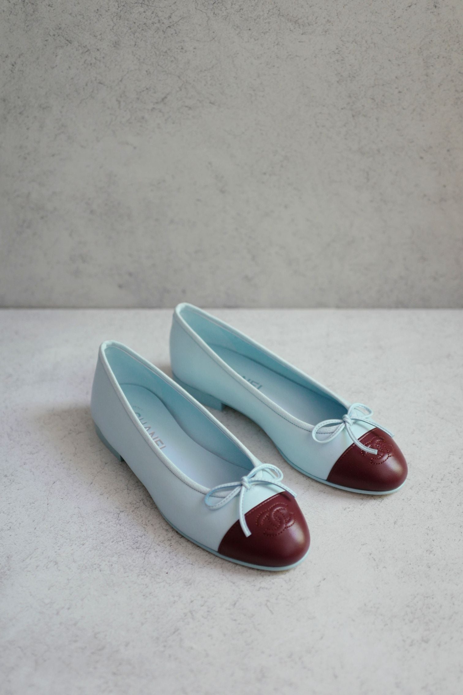 Chanel 26S Matthieu Blazy's Ballet Flats Burgundy Blue Lambskin Size 37