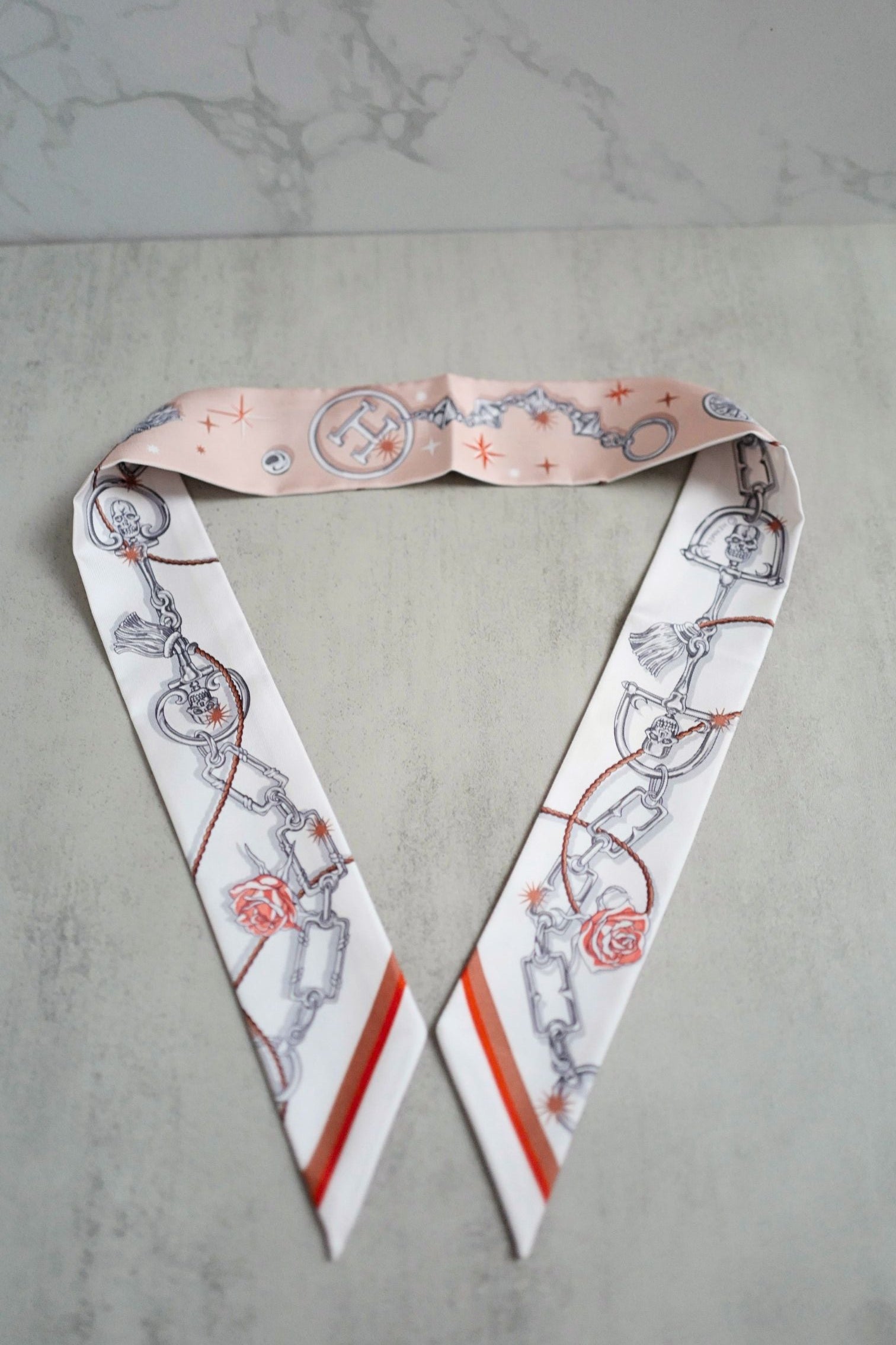 Hermès C’est La Fête Twilly Beige Rose / Caramel / Blanc