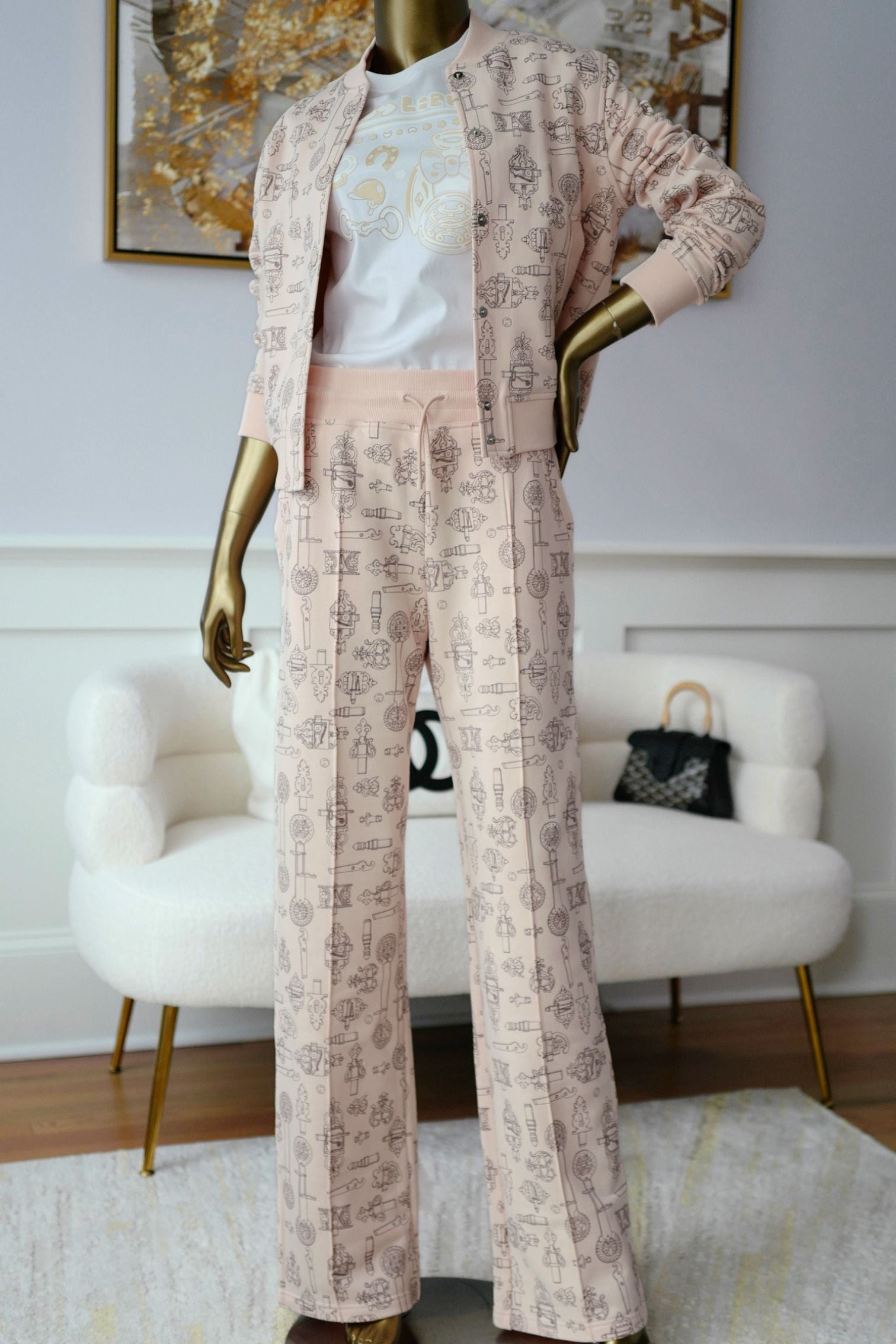 Hermes Varsity Jacket "Ferronnerie Remix" Rose Opaline Cotton Size 36