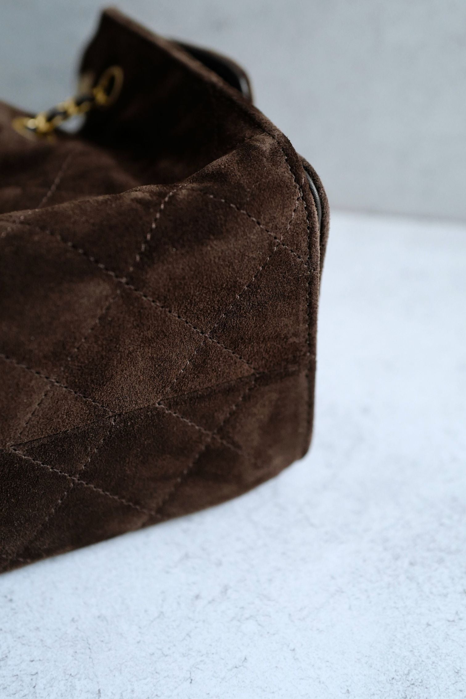 Chanel 26C Mini Hobo Shoulder Bag Dark Brown Suede Calfskin Gold Hardware