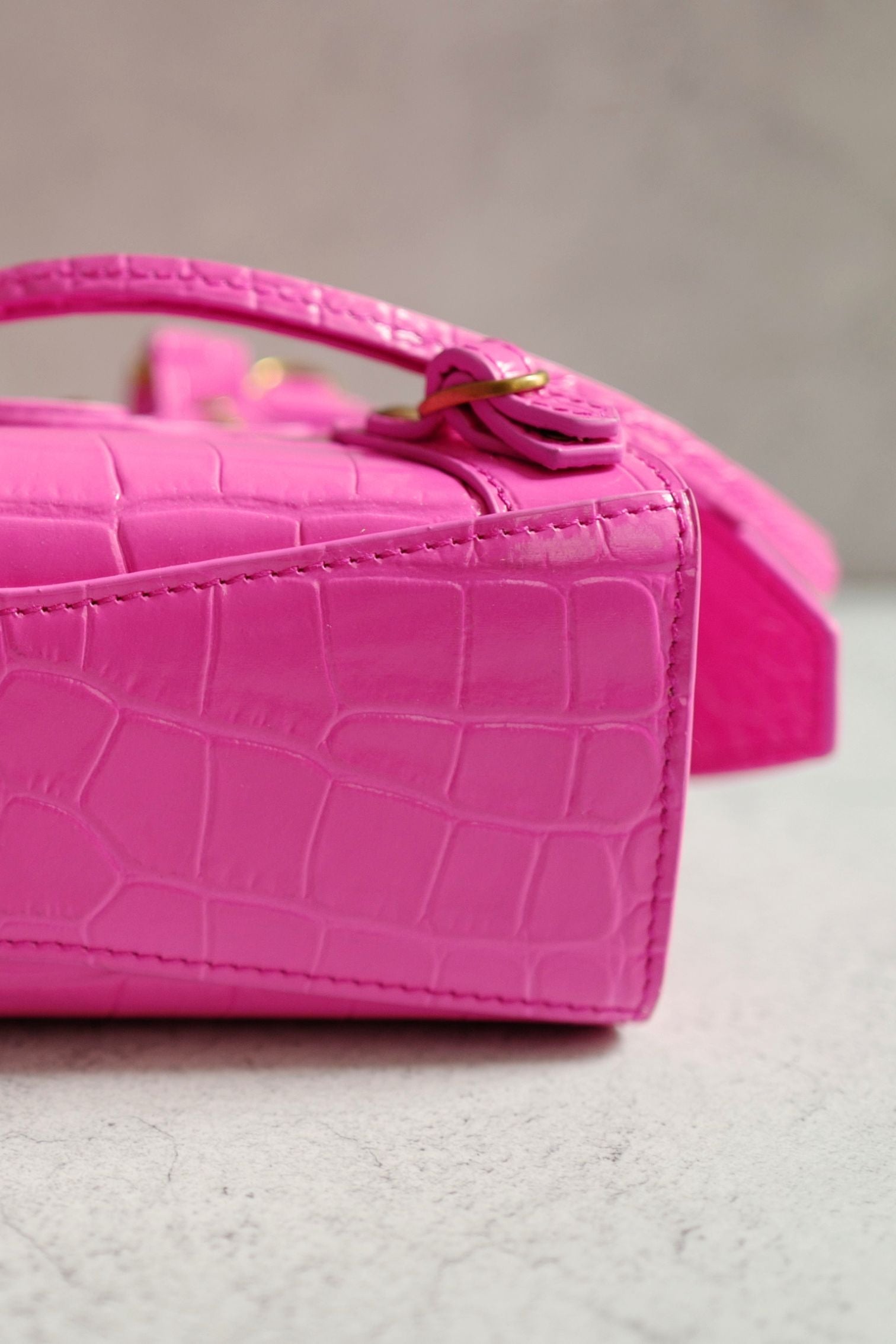 Balenciaga Neo Classic Nano Size In Bright Pink Croco Leather