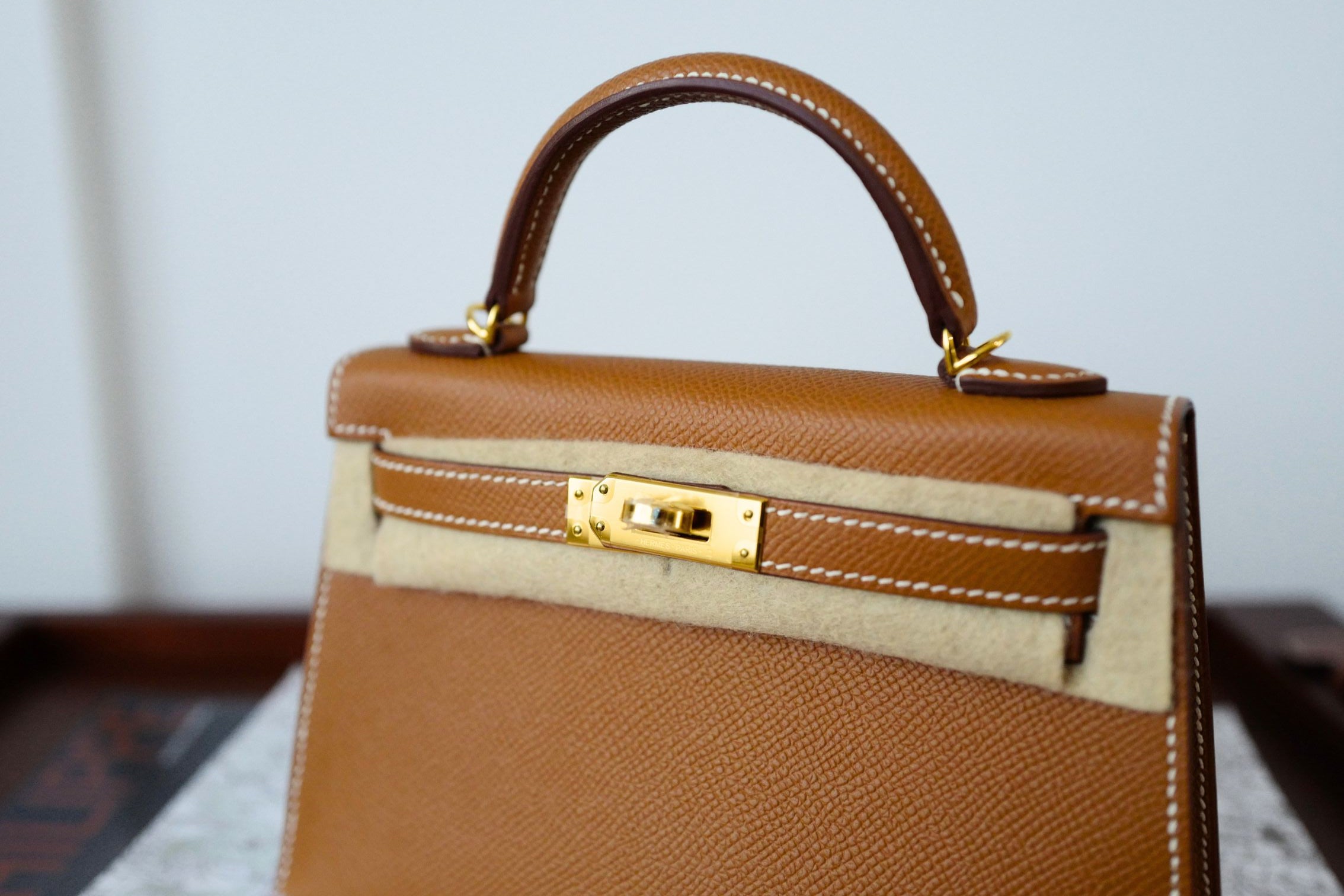 NEW Hermes Mini Kelly Gold Epsom Calfskin Gold Hardware