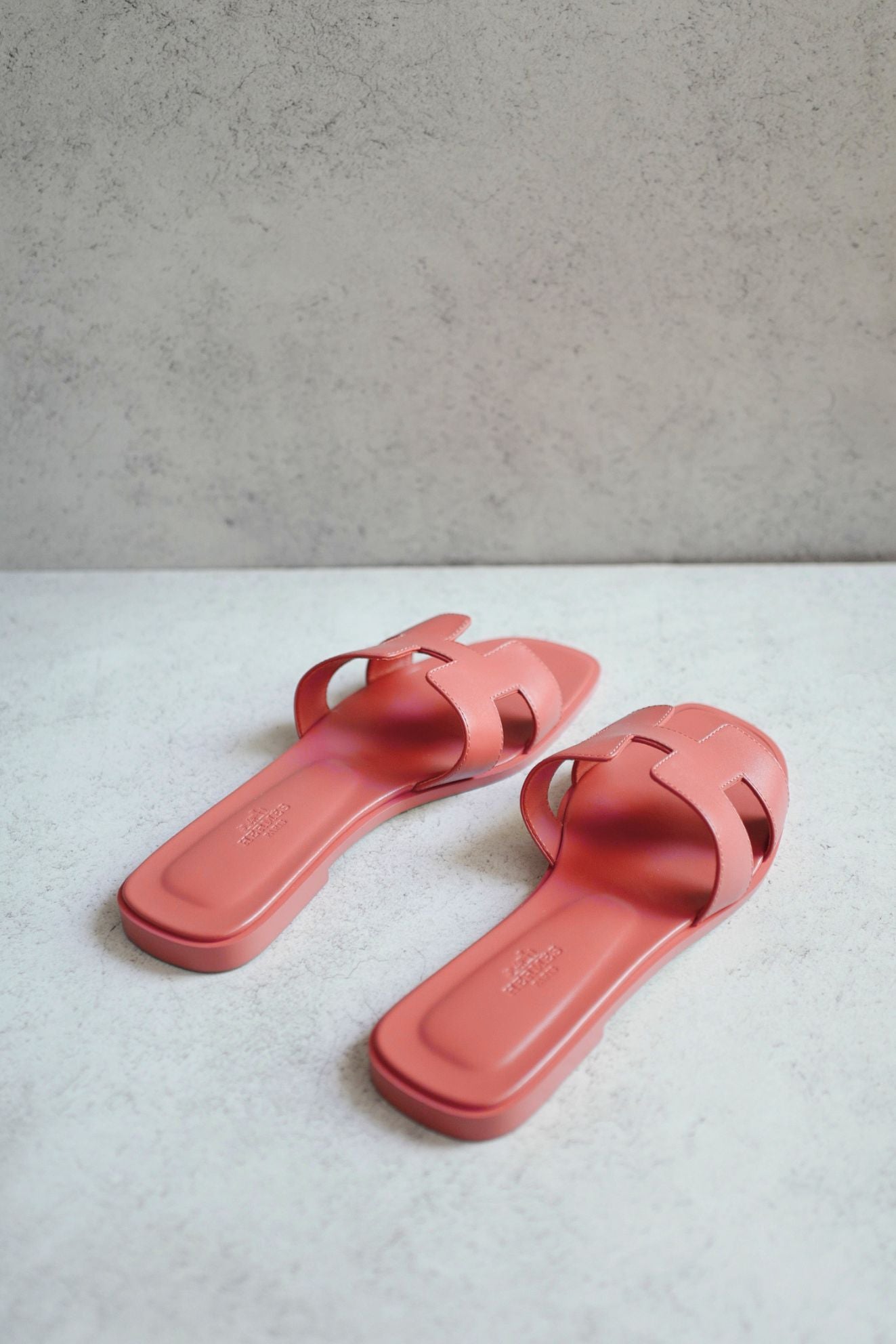 Hermès Oran Sandal Rouge Tomette Calfskin Leather Size 38.5
