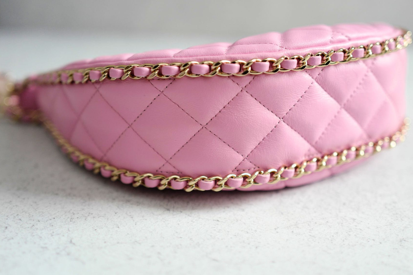 Chanel 23P Small Half Moon Hobo Bag In Lilac Pink With Gold Hardware