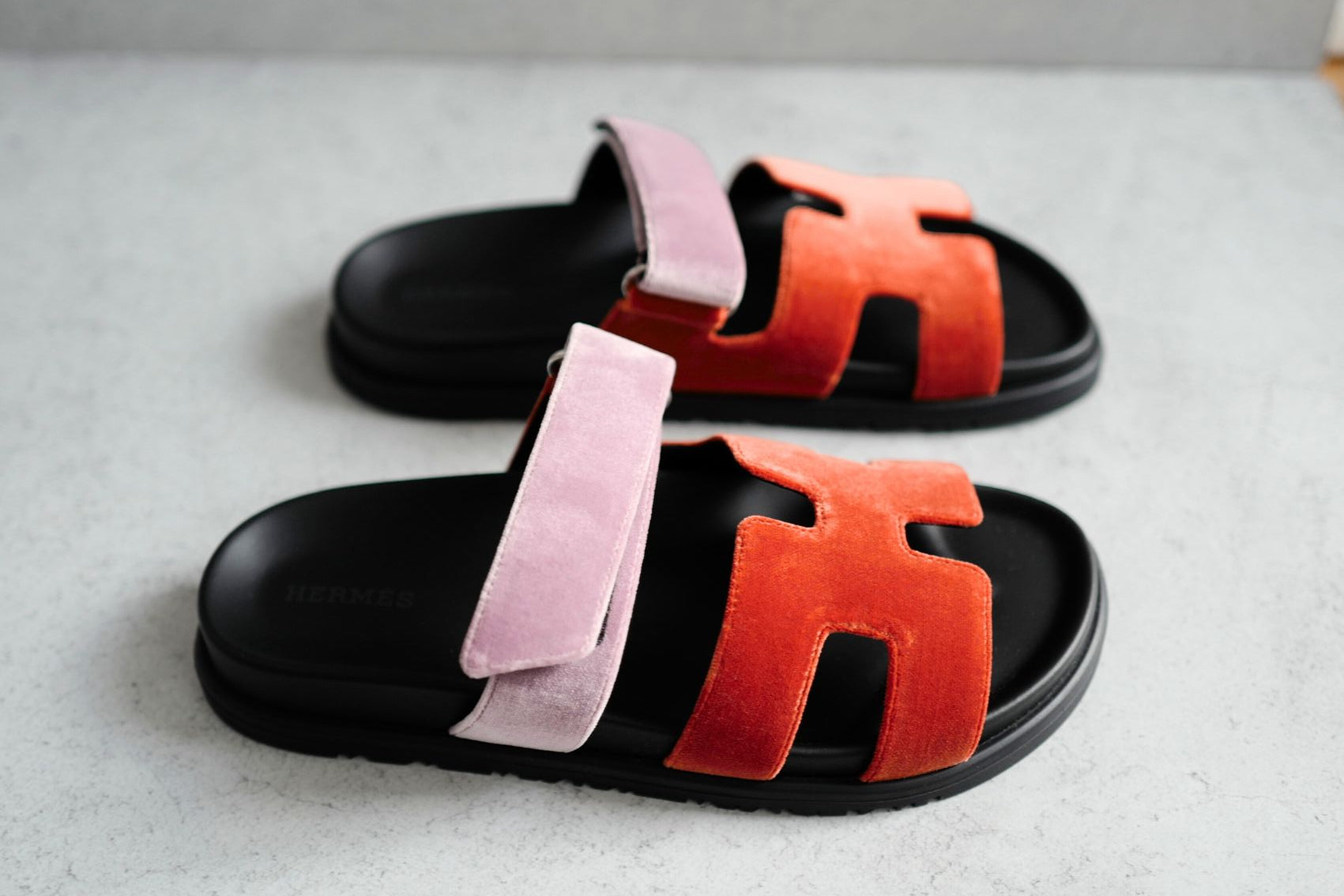 *BNIB* Hermes Women's Chypre Suede Goat Skin Orange Canyon/Bruyere Size 37.5