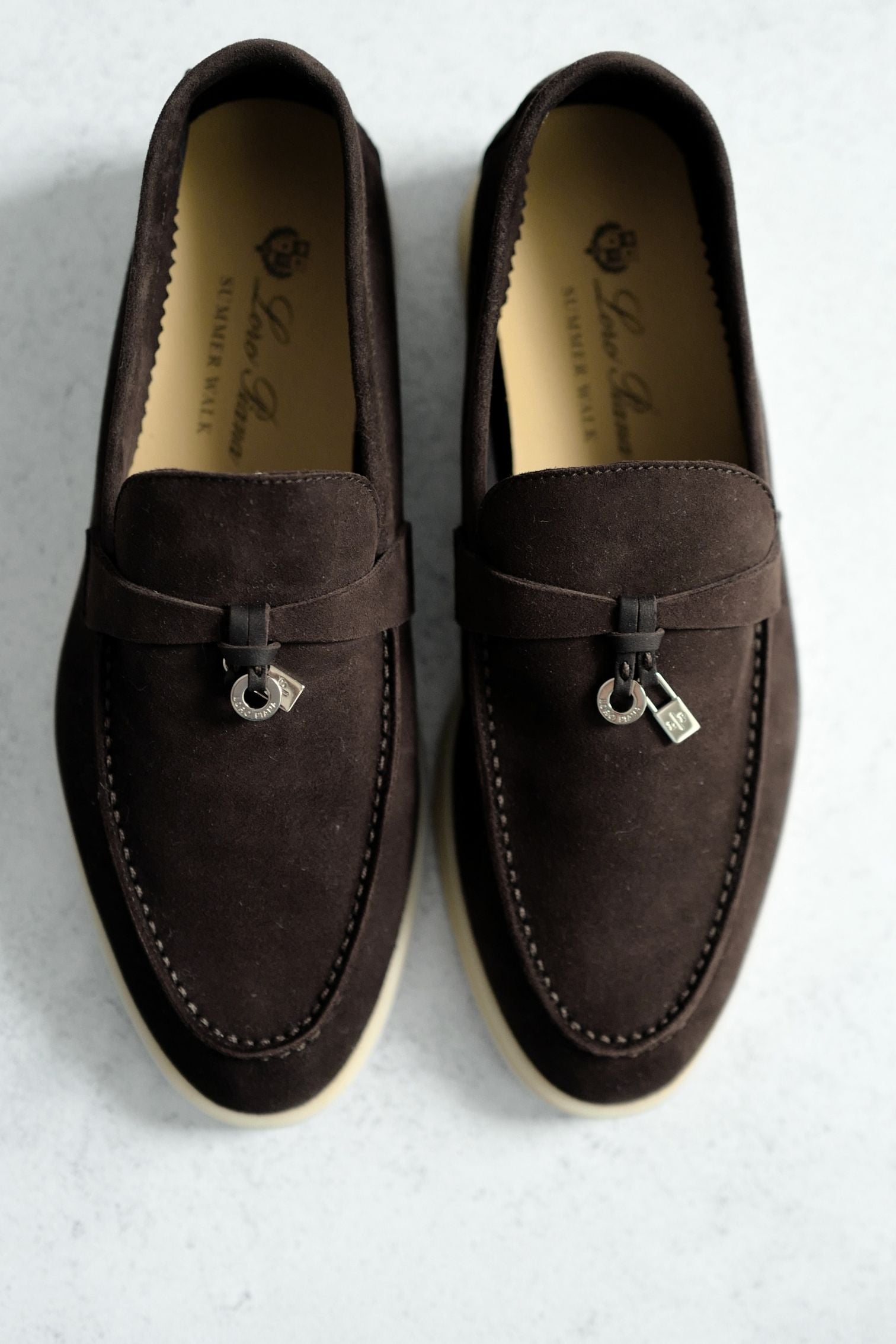 Loro Piana Summer Charms Walk Loafer Chocolate Suede Calfskin Size 37