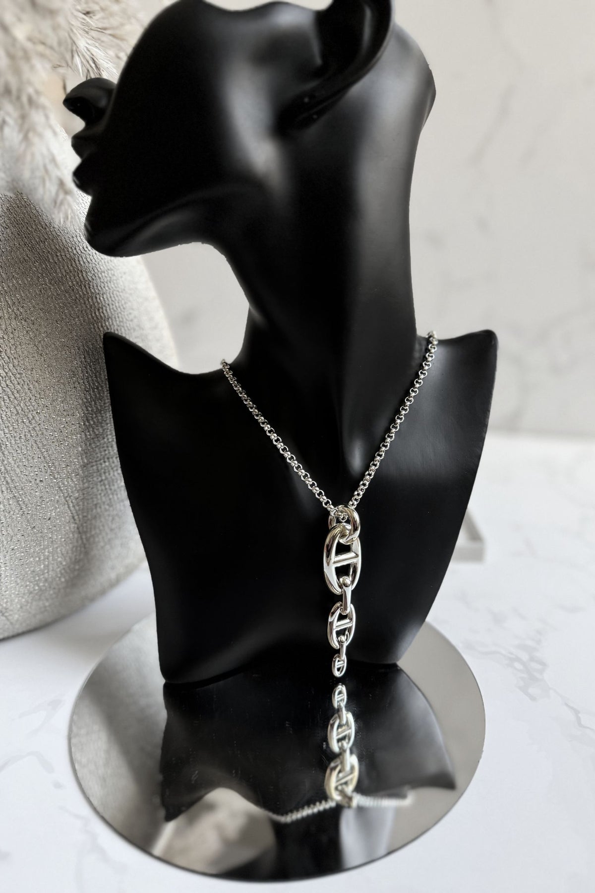 Hermes Chaine d'ancre  Necklace Silver Enchainee pendant