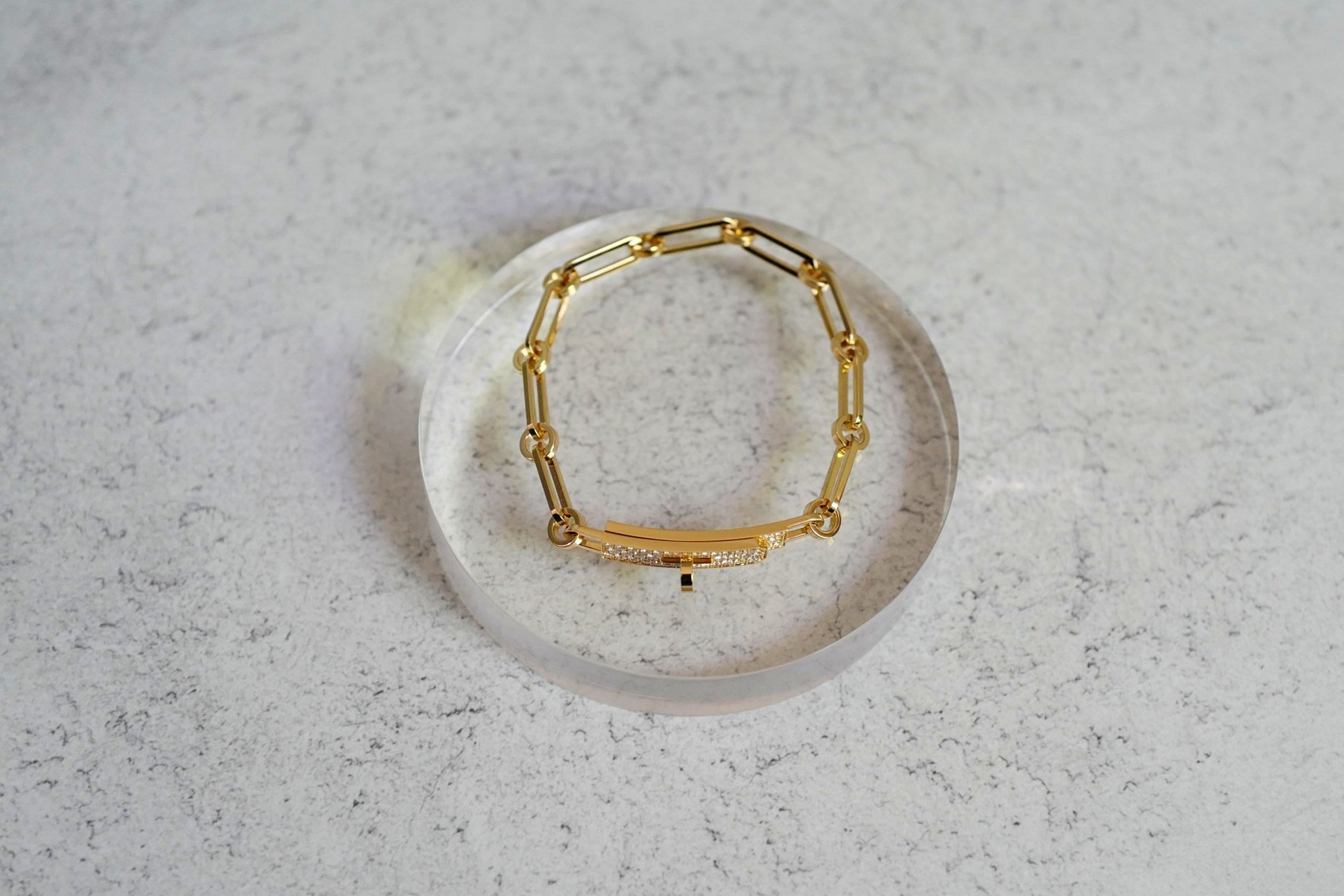 Hermès Kelly Chaine Bracelet Small Size 18K Yellow Gold 41 Diamonds Size 150