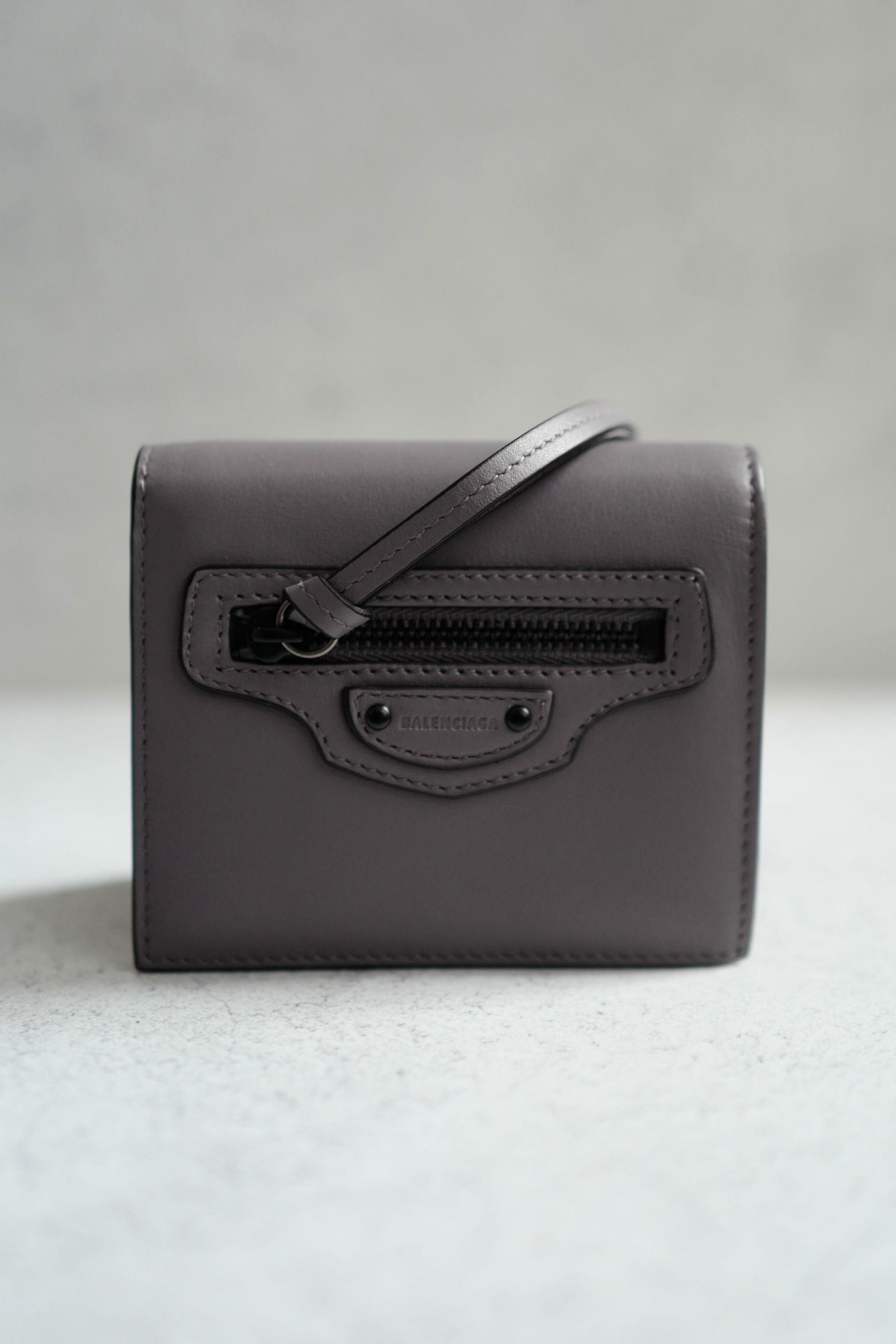 BNIB Balenciaga Women's Neo Classic Mini Wallet in Dark Grey Calfskin