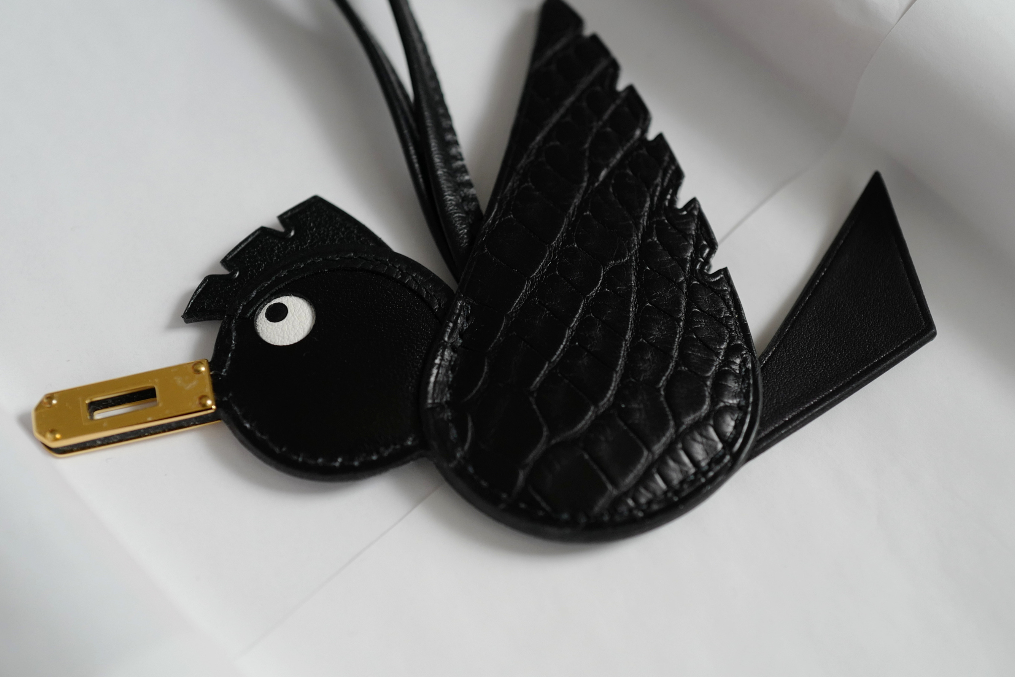Hermès Birdy Charm Black Matte Alligator Epsom Calfskin Gold Hardware