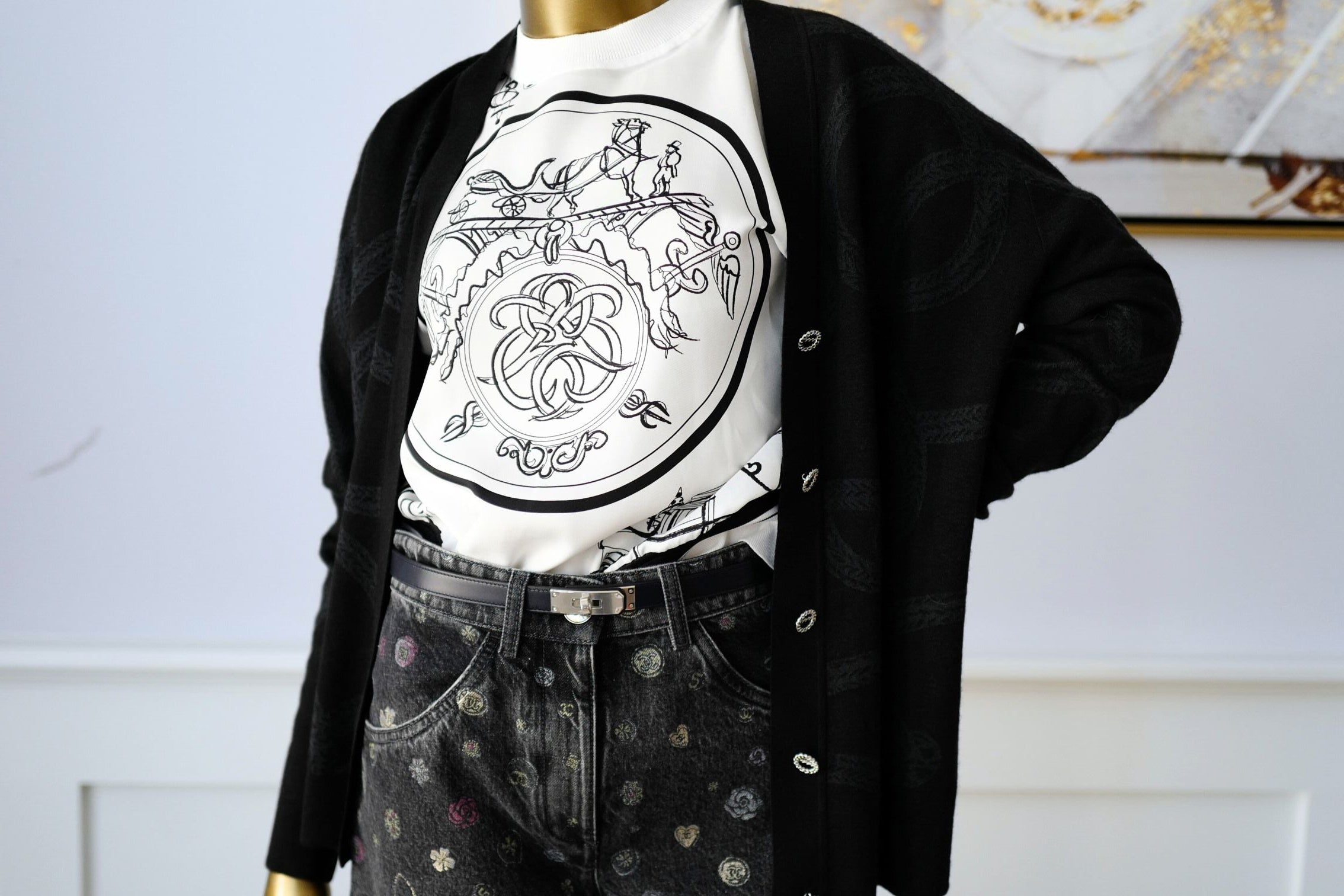 Hermès Palefroi Double Face Knit Cardigan Noir Cashmere Silk Size 36