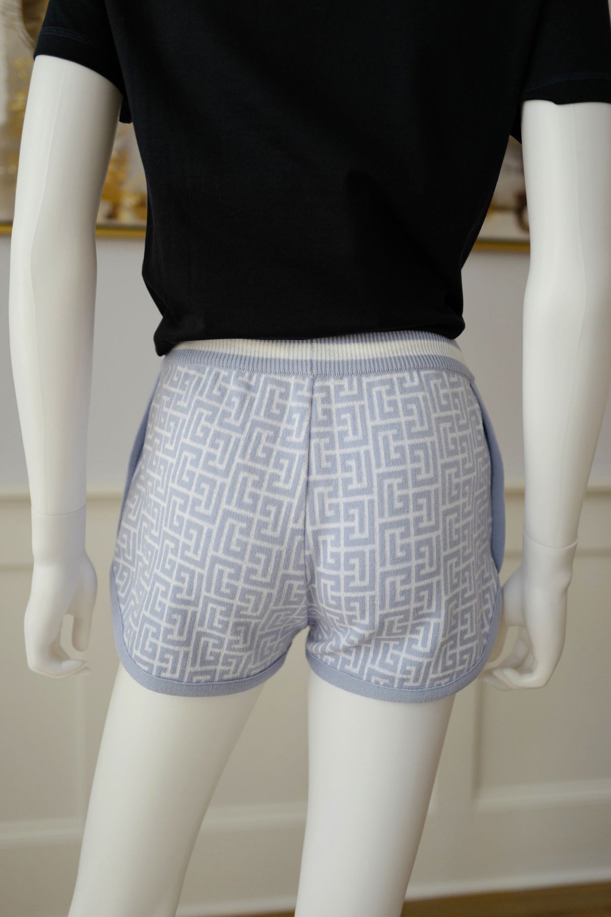 Balmain Monogram Jacquard Wool Blend Tennis Shorts size 36 NEW