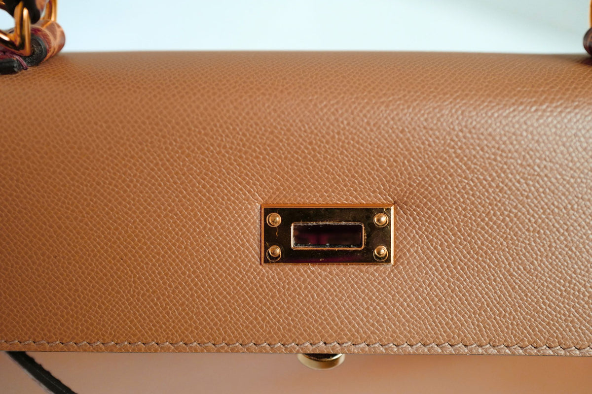 Hermes Kelly 25 Touch Chai/Miel Veau Madame Sellier Gold Hardware
