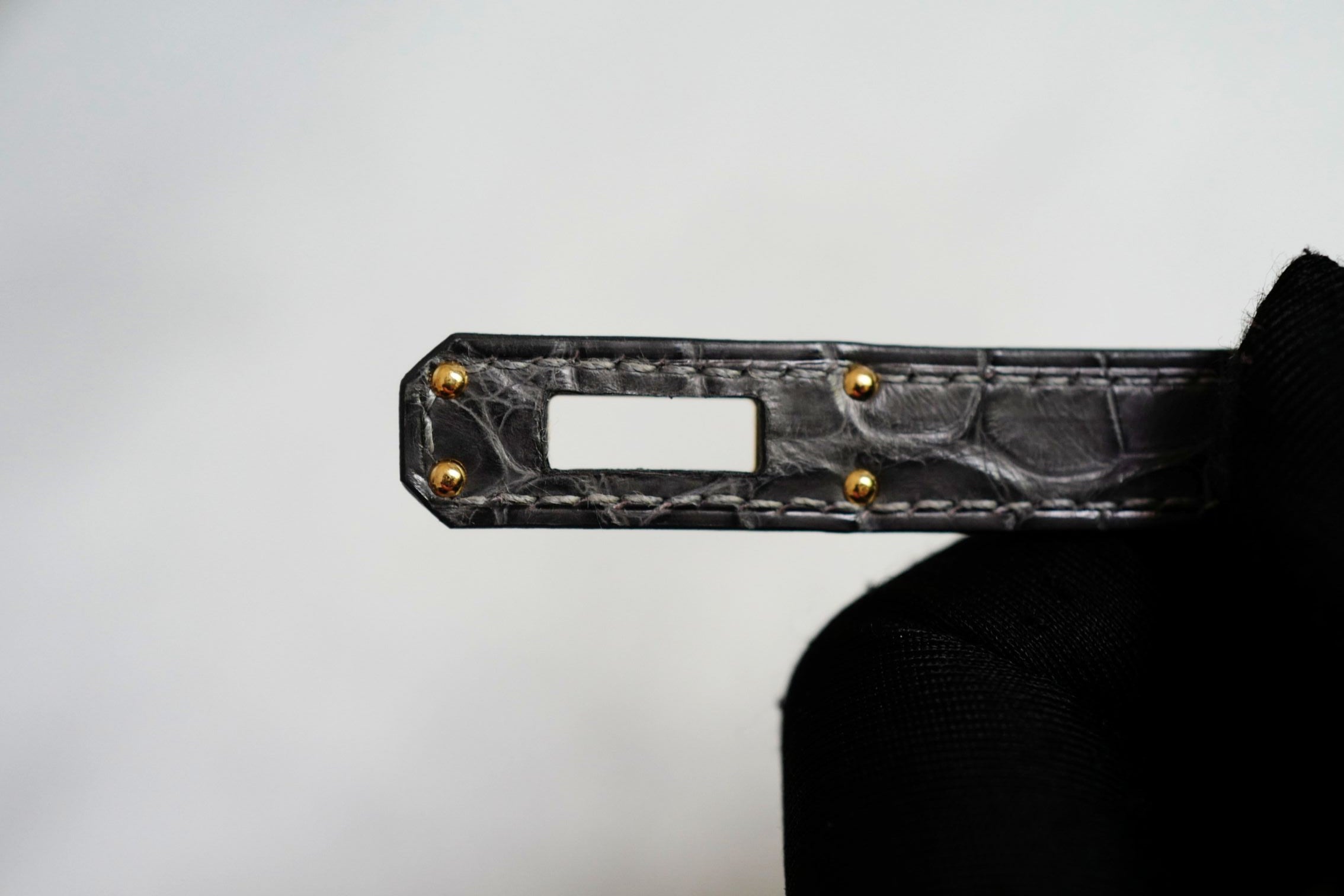 Hermès Mini Kelly Graphite Sellier Alligator Mississippiens K Stamp GHW