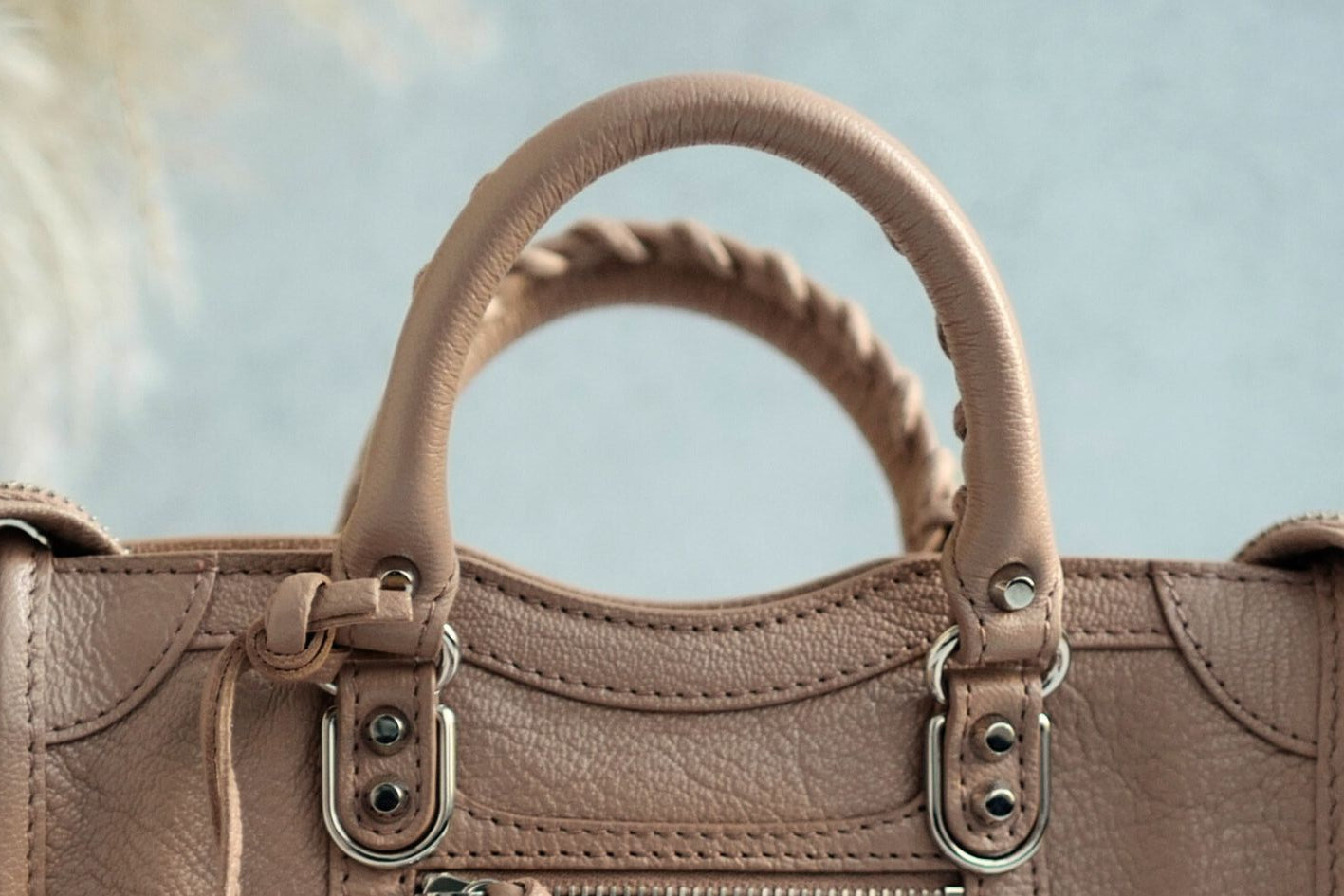 Balenciaga Nano City In Rose Sable Beige Nude Color With Metalic Edge