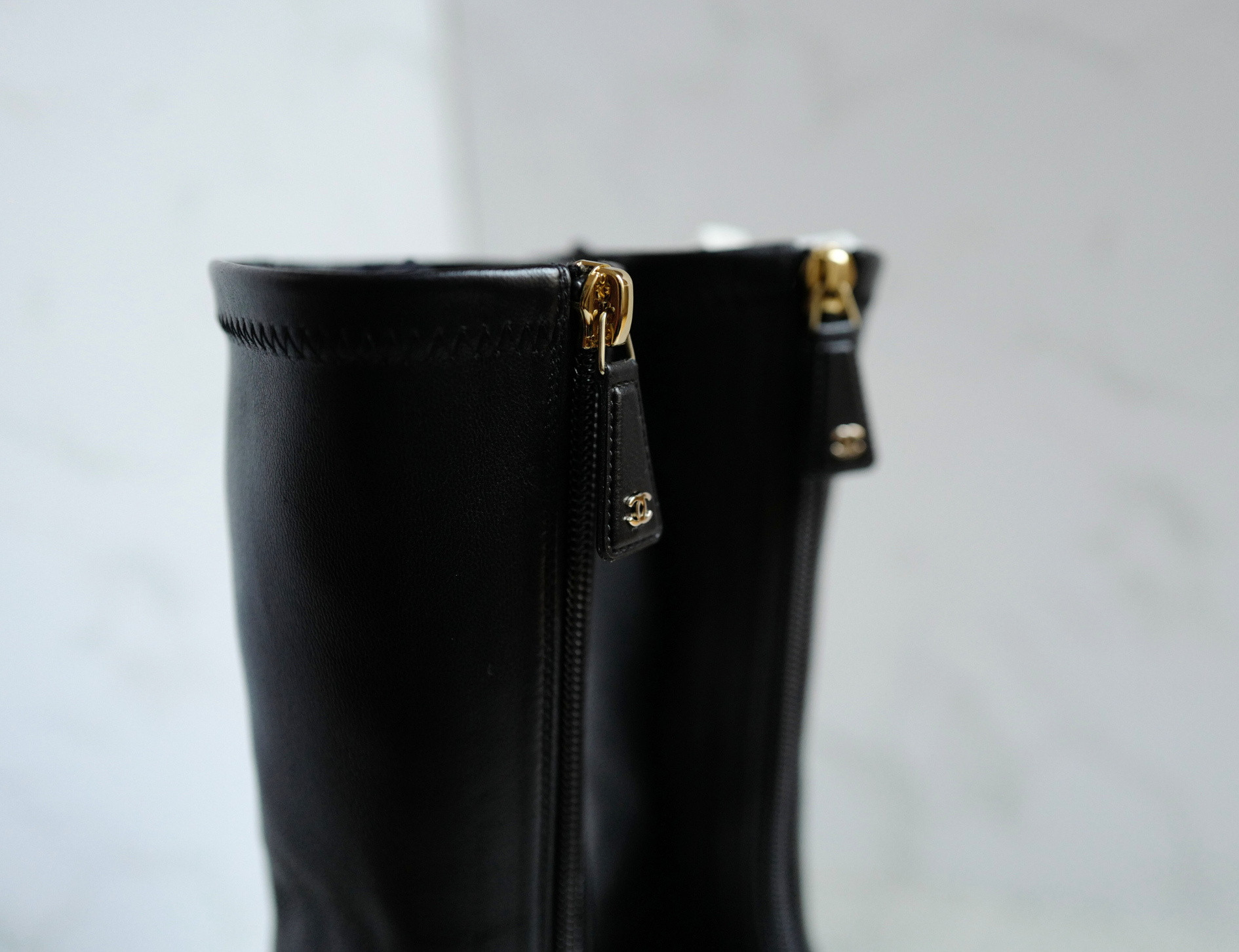 Chanel Boots Stretch Lambskin with Patent Calfskin Cap Toe Black 37.5