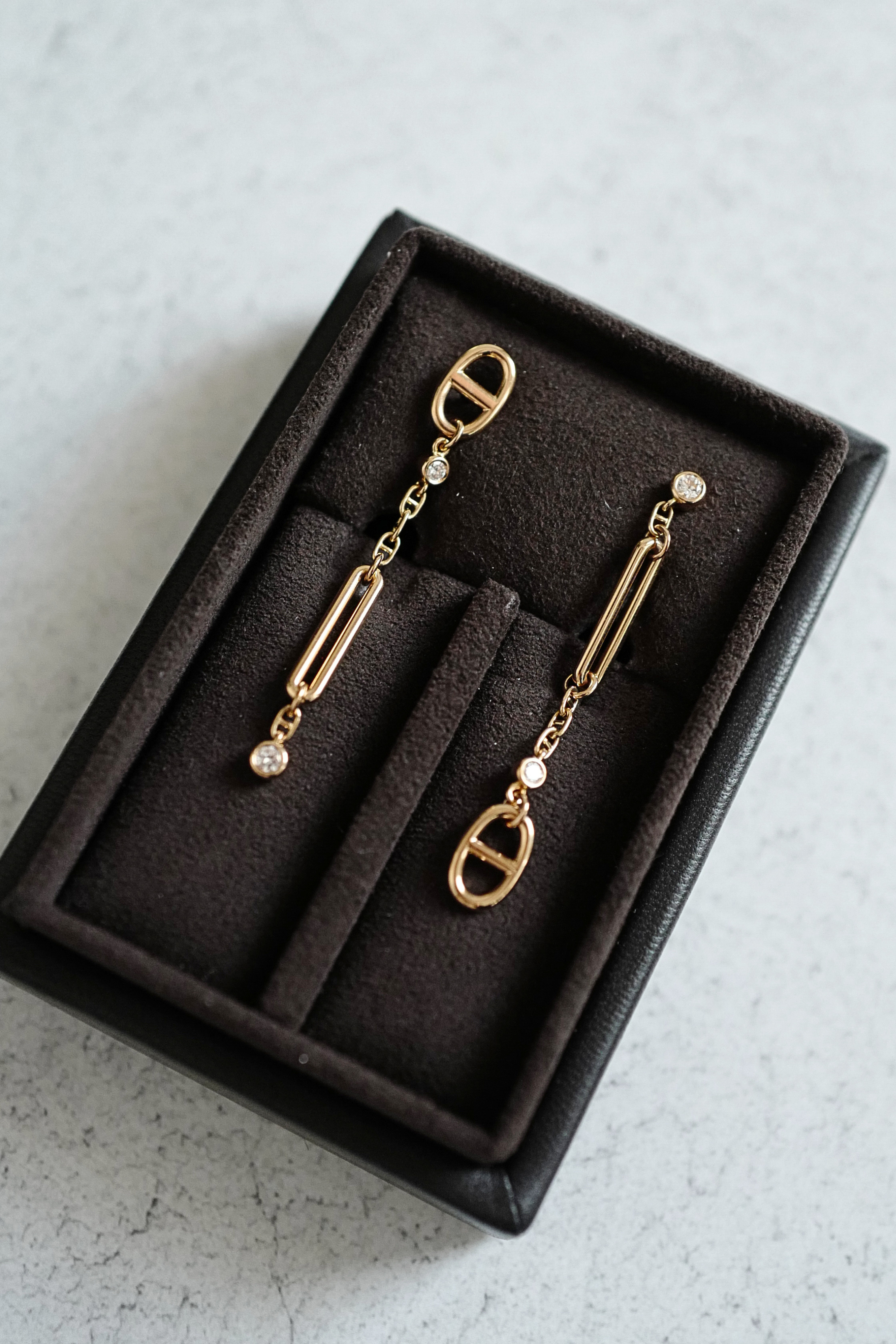 Hermès Chaîne d’Ancre Chaos Earrings Rose Gold with Diamonds