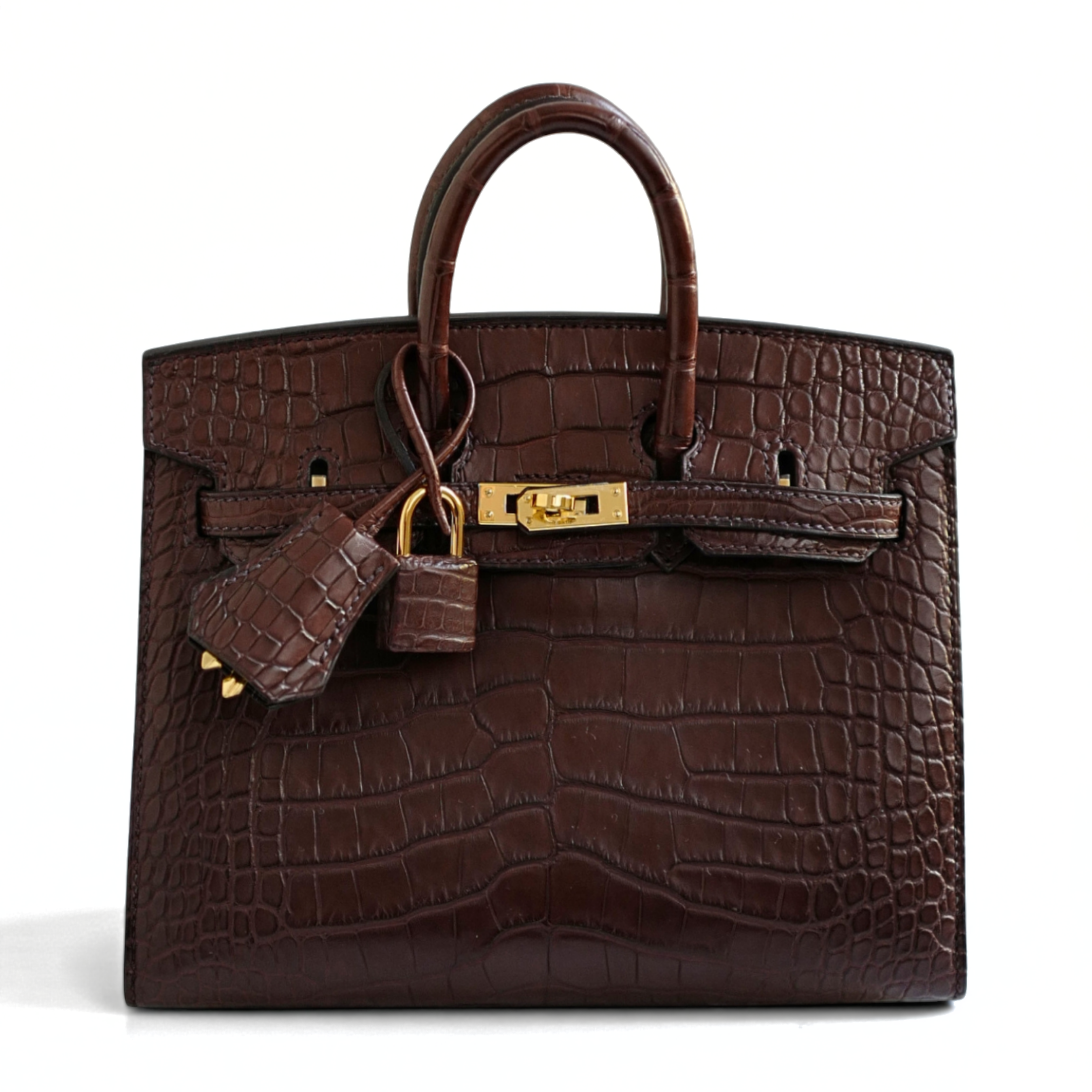 HERMÈS Birkin Sellier 20 Havane Matte Alligator with Gold Hardware