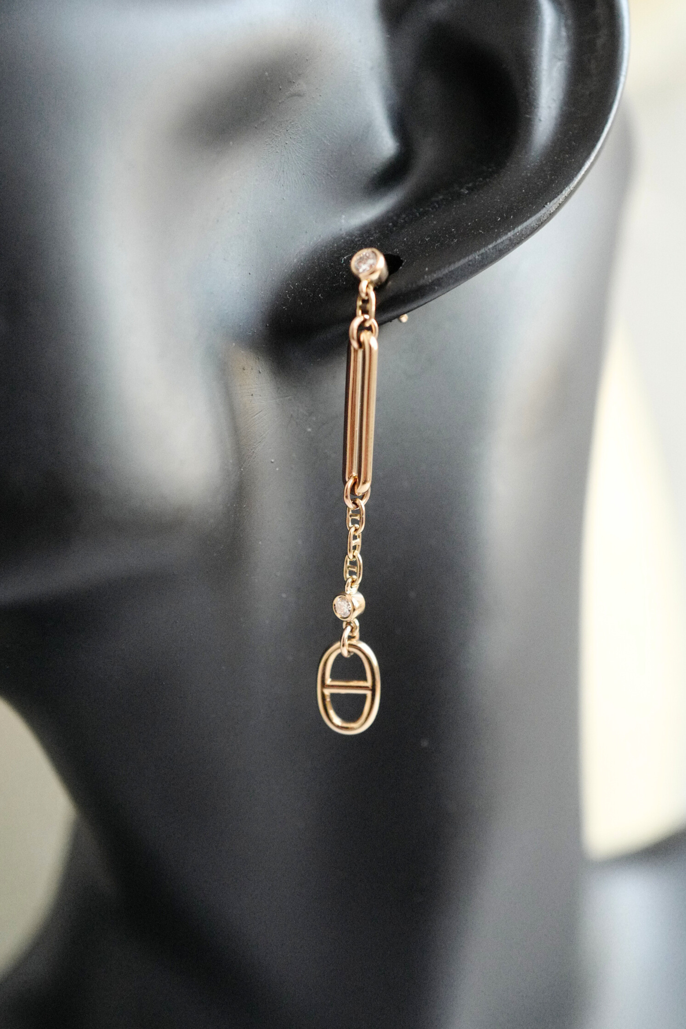 Hermès Chaîne d’Ancre Chaos Earrings Rose Gold with Diamonds