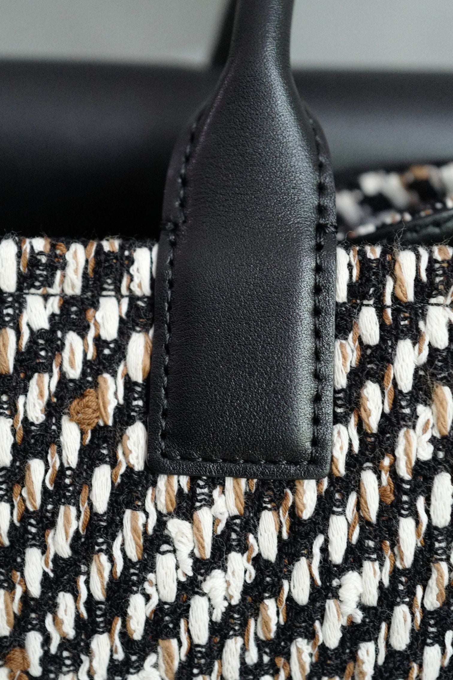 Chanel 26S Small Shopping Bag Matthieu Blazy Black Ecru Wool Gold Hardware