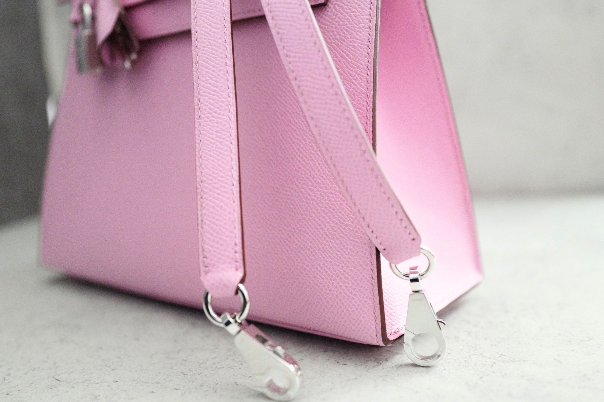 Hermès Kelly 25 Mauve Sylvestre Epsom Sellier Palladium Hardware K Stamp