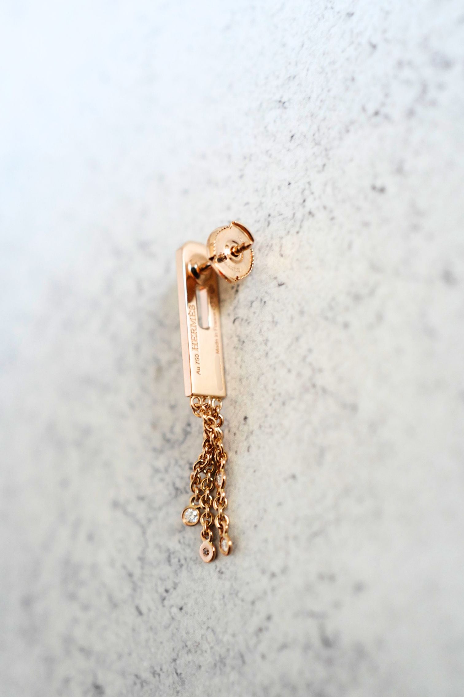 Hermès Kelly Gavroche Earrings 18K Rose Gold Diamond Small Model