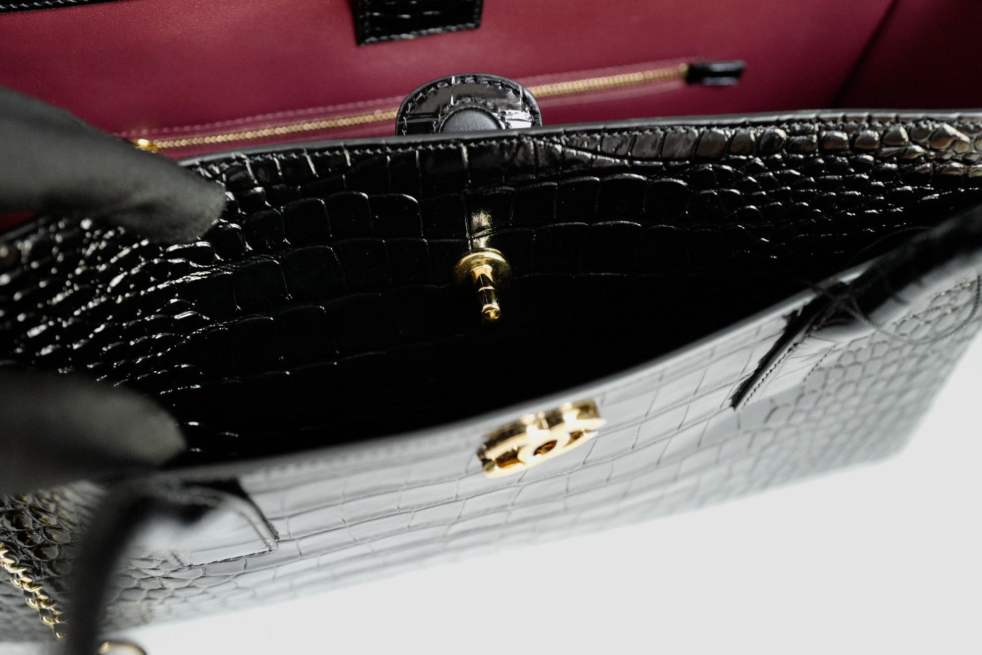 Chanel 26s Matthieu Blazy Small Shopping Bag Black Crocodile Embossed Calfskin Gold Hardware