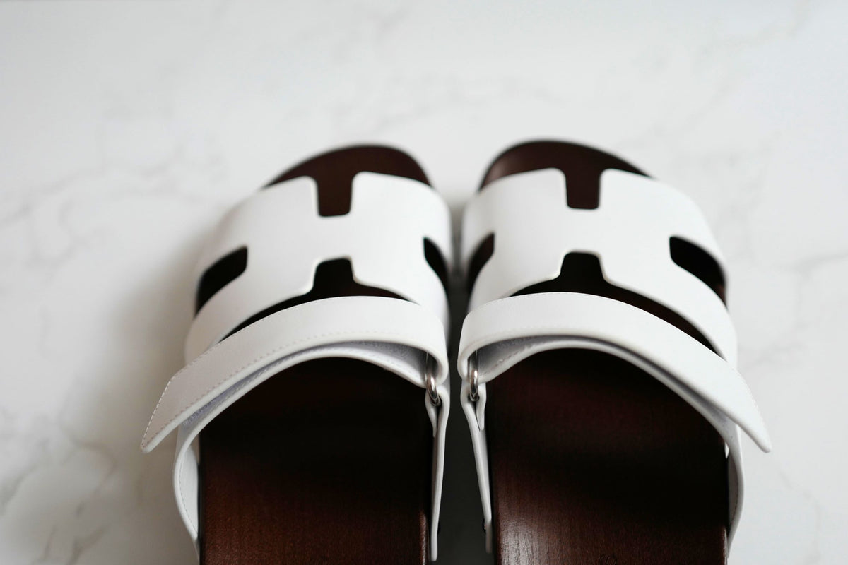 BNIB HERMÈS Kos Veau Women's Clog Blanc/white - Size 37