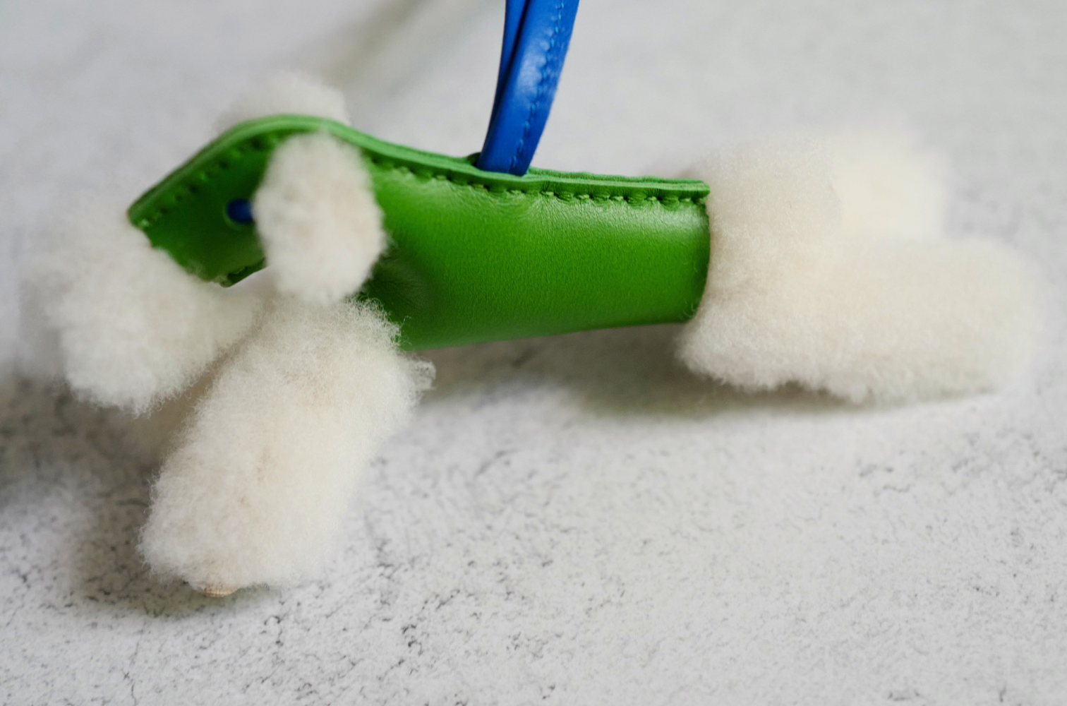 Hermès Budy Charm Écru/Vert Yucca/Bleu Hydra Merinos Wool Milo Lambskin