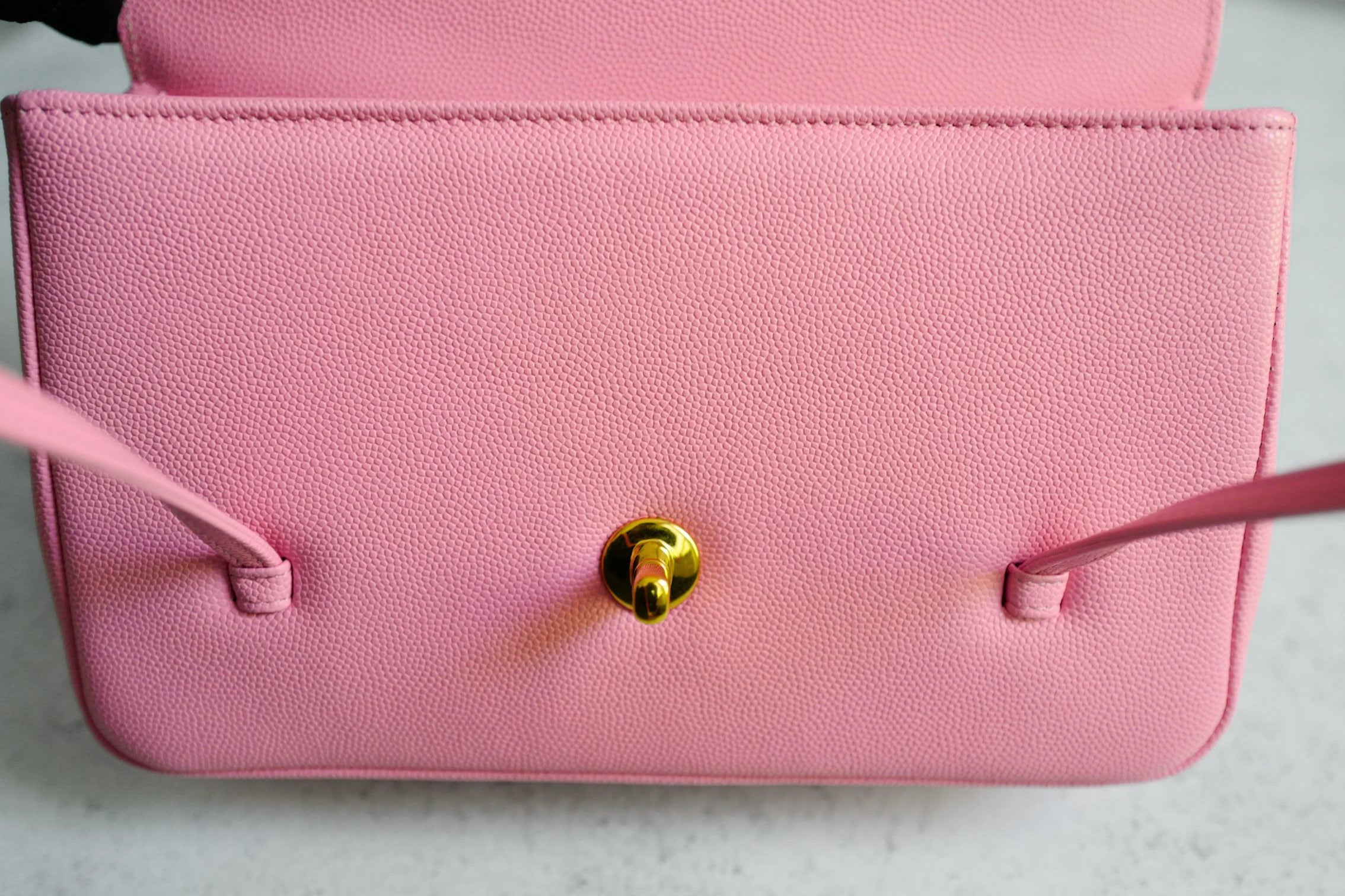 NEW Chanel 26S Preppy Coco 22 Small Pink Grained Shiny Calfskin Gold Hardware